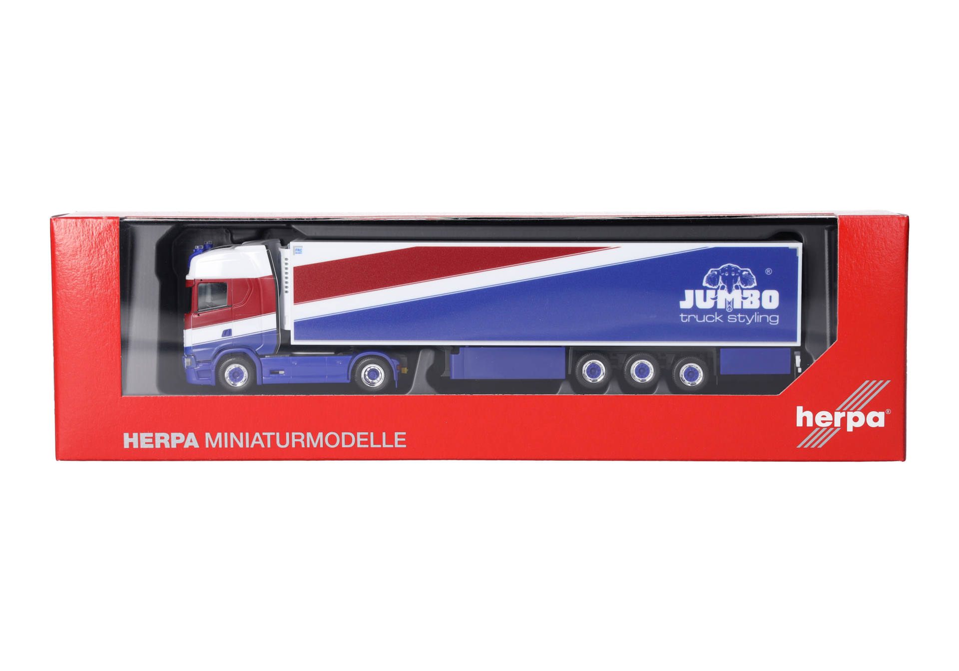 Herpa 320399 | Scania CS 20 HD Kühlkoffer-Sattelzug | Heide Logistik/Jumbo Fischer | 1:87