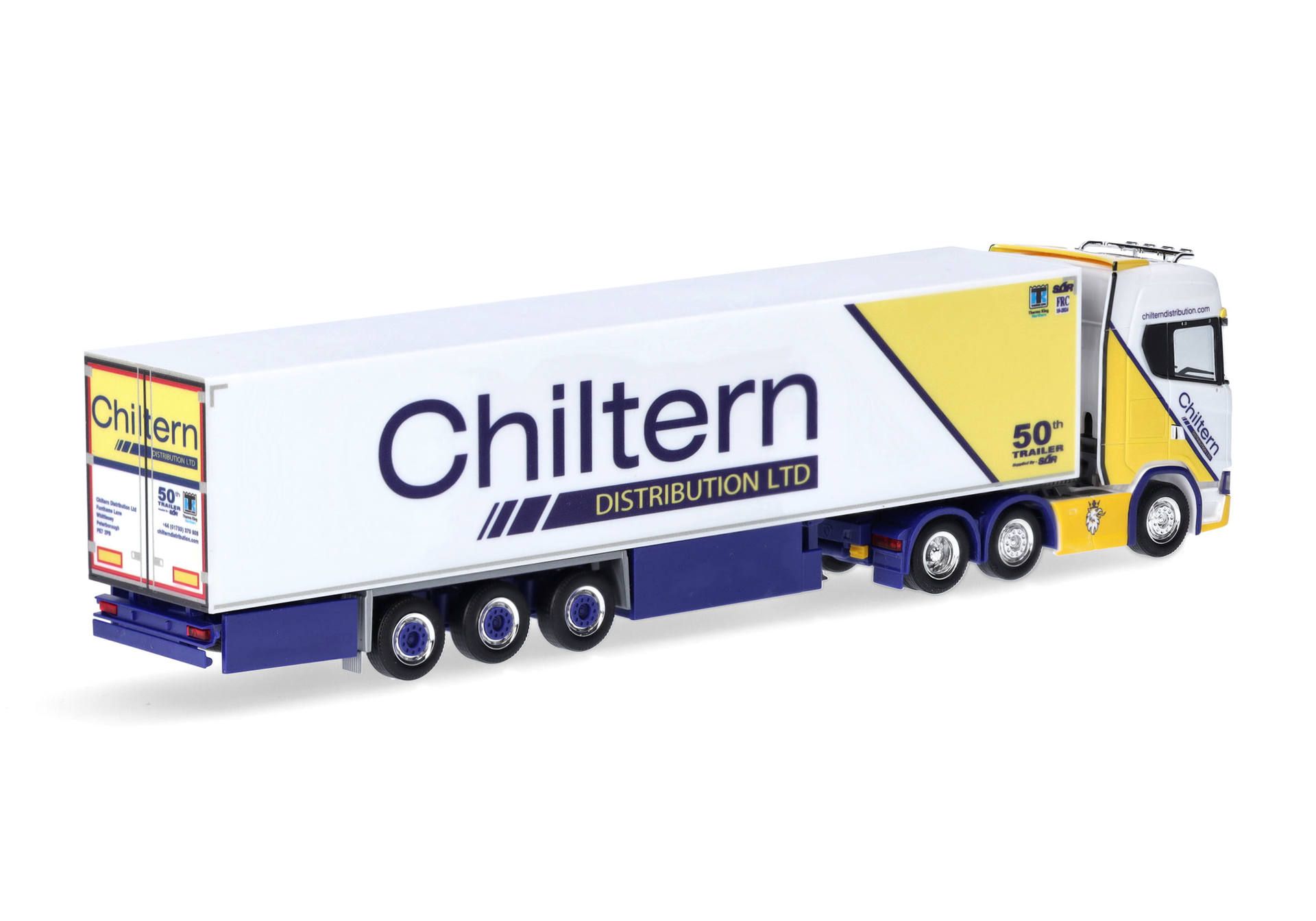 Herpa  316712 | Scania CS 20 HD 6x2 Kühlkoffer-Sattelzug | Chilter/UK | 1:87
