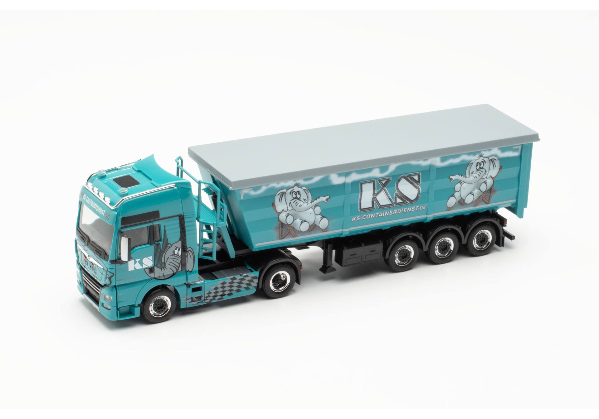 Herpa 316538 | MAN TGX XXL Euro 6C Stahlrundmulden-Sattelzug | KS Containerdienst | 1:87