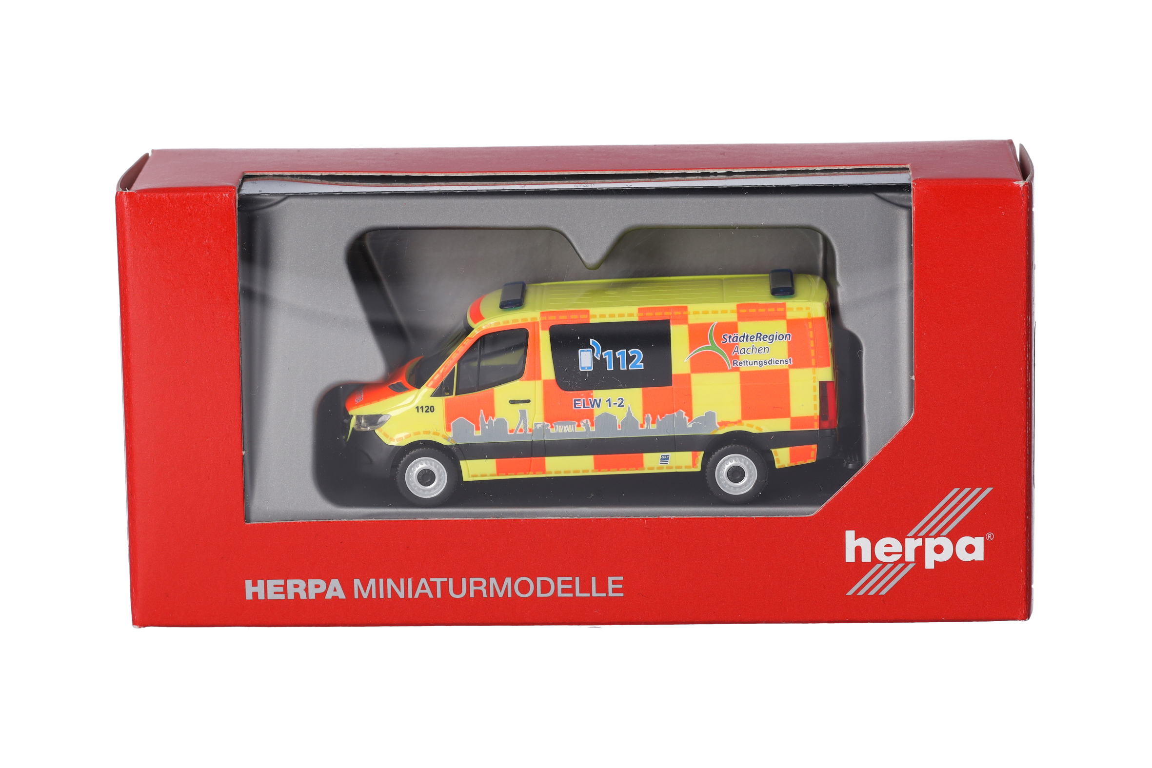 Herpa 097741 | MB Sprinter Flachdach | Rettungsdienst Städte Region Aachen | 1:87