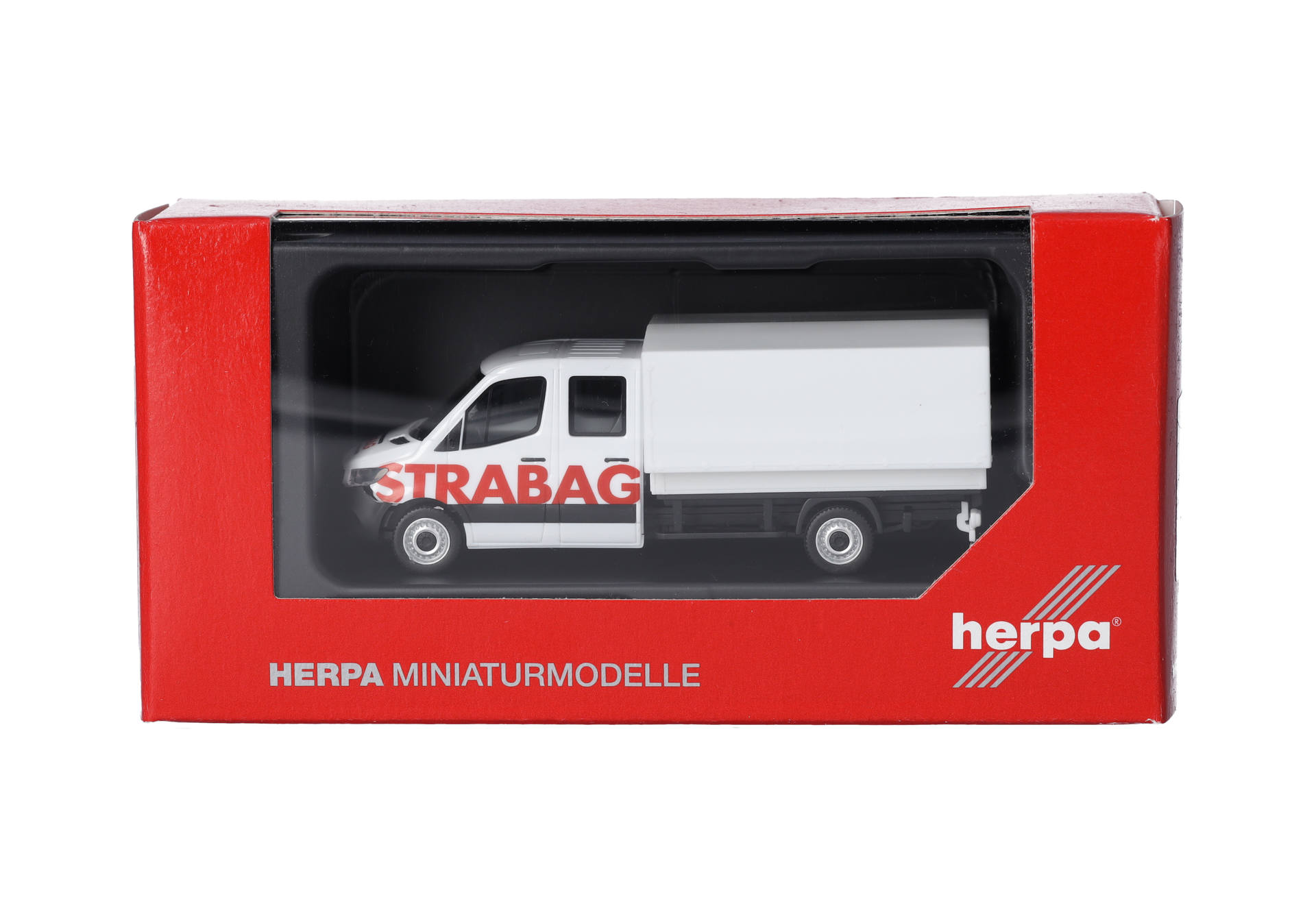 Herpa 098991 | MB Sprinter '18 Doppelkabine Pritsche/Plane | STRABAG (A) | 1:87