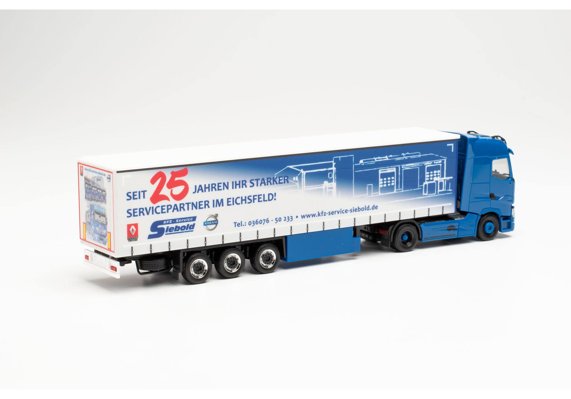 Herpa 313148 | Renault T Gardinenplanen-Sattelzug | Siebold Nutzfahrzeuge | 1:87