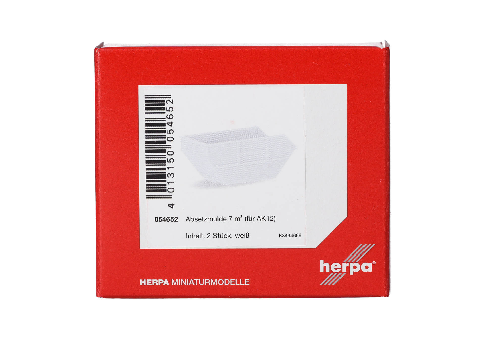 Herpa Zubehör 054652 | Absetzmulde 7m³ für AK12 | weiß (2 Stück) | 1:87