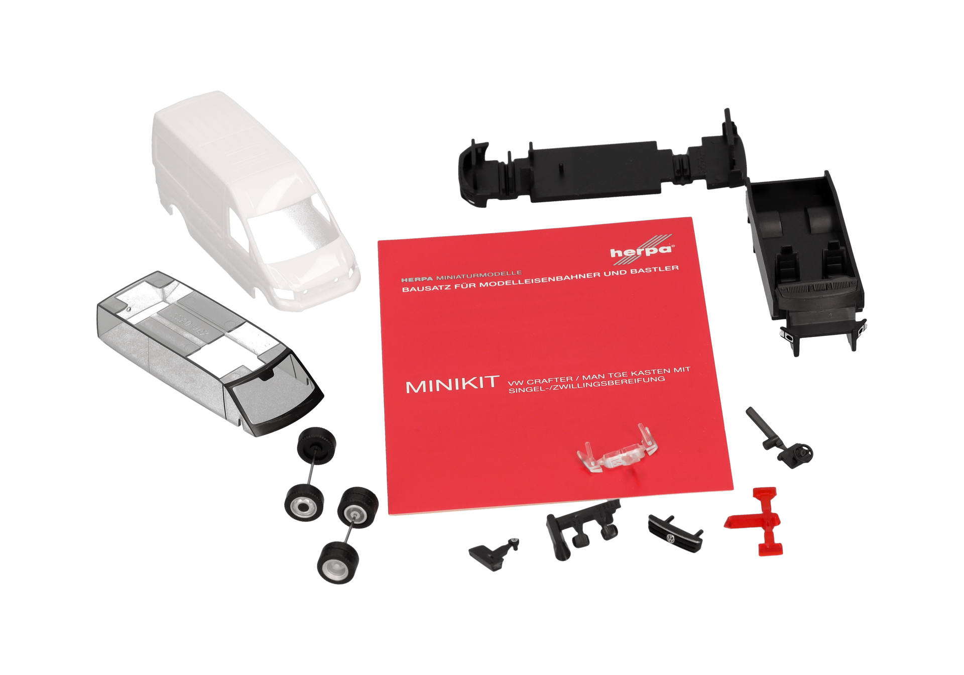 Herpa MiniKit  014038 | VW Crafter Kasten Hochdach | Zwillingsantrieb | weiß | 1:87