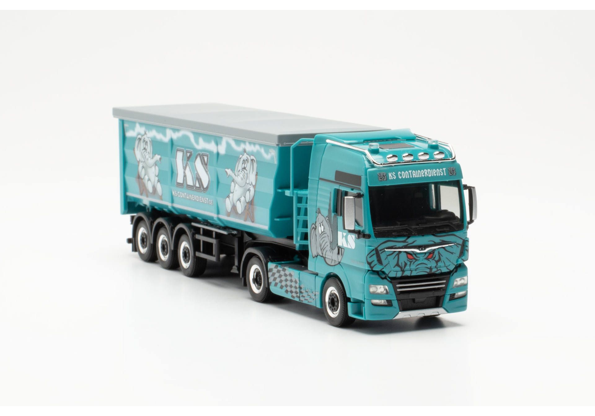 Herpa 316538 | MAN TGX XXL Euro 6C Stahlrundmulden-Sattelzug | KS Containerdienst | 1:87