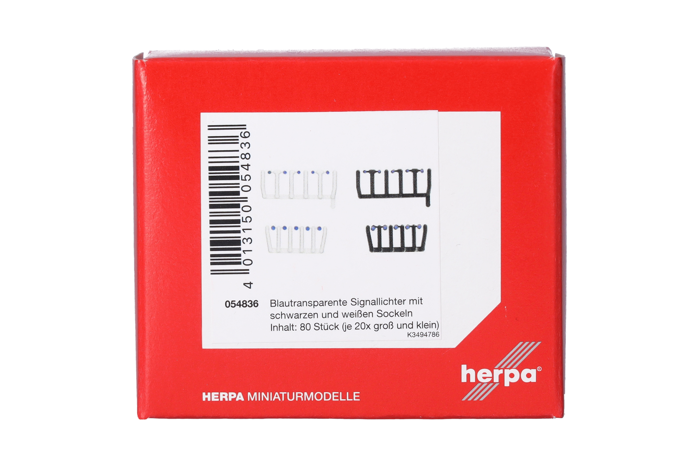 Herpa Zubehör 054836 | 80 Signallichter blautransparent mit schwarzen und weißen Sockeln | 1:87