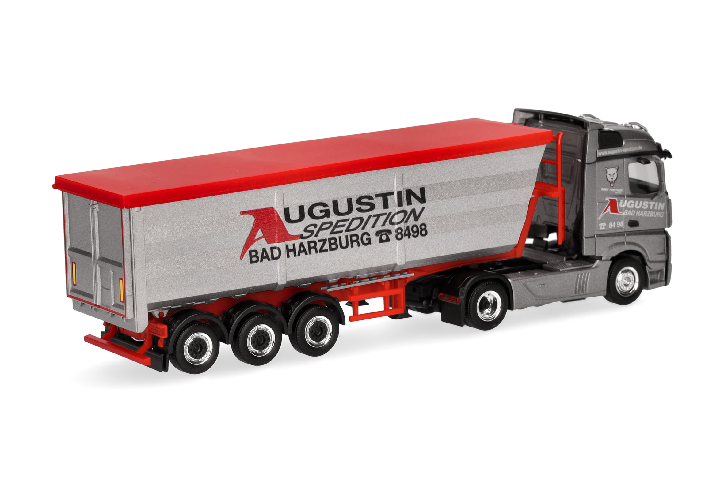 Herpa 319614 | MB Actros Streamspace | Stahlmulden-Sattelzug | Augustin Spedition | 1:87