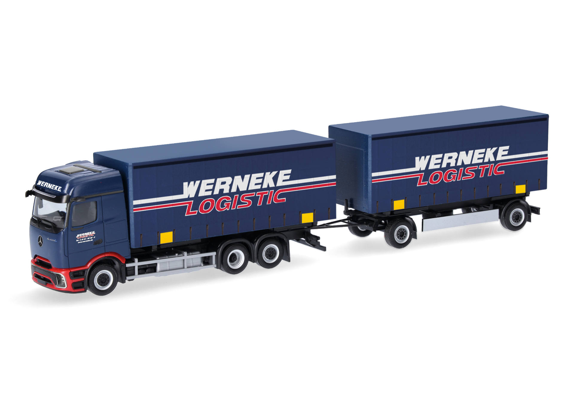 Herpa 321983 | MB Actros L ProCabin | Wechsel-Gardinenplanen-Hängerzug | Werneke | 1:87