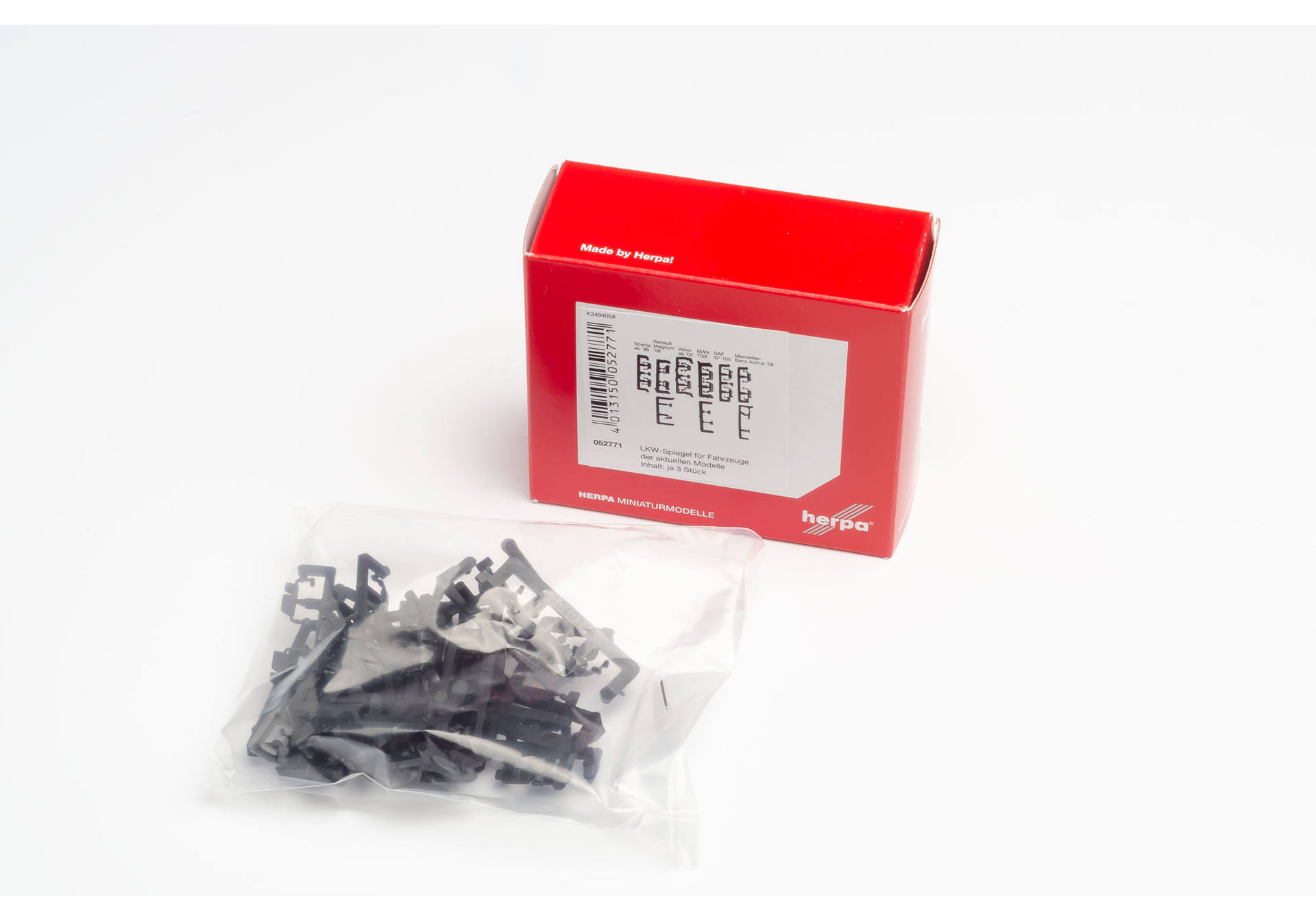 Herpa Zubehör 052771 | LKW Spiegel - MB Actros '08, MAN TGX, Volvo FH, DAF XF105, Renault Magnum, Scania R | 1:87