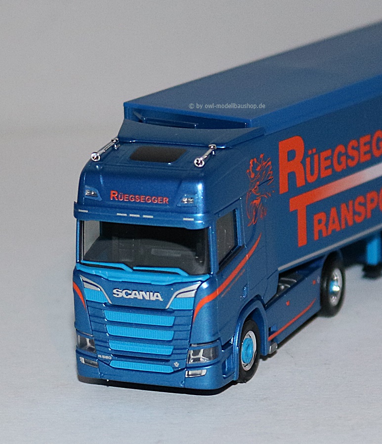 Herpa 952378 | Scania CR20 HD Schubboden-Sattelzug | Rüegsegger | 1:87