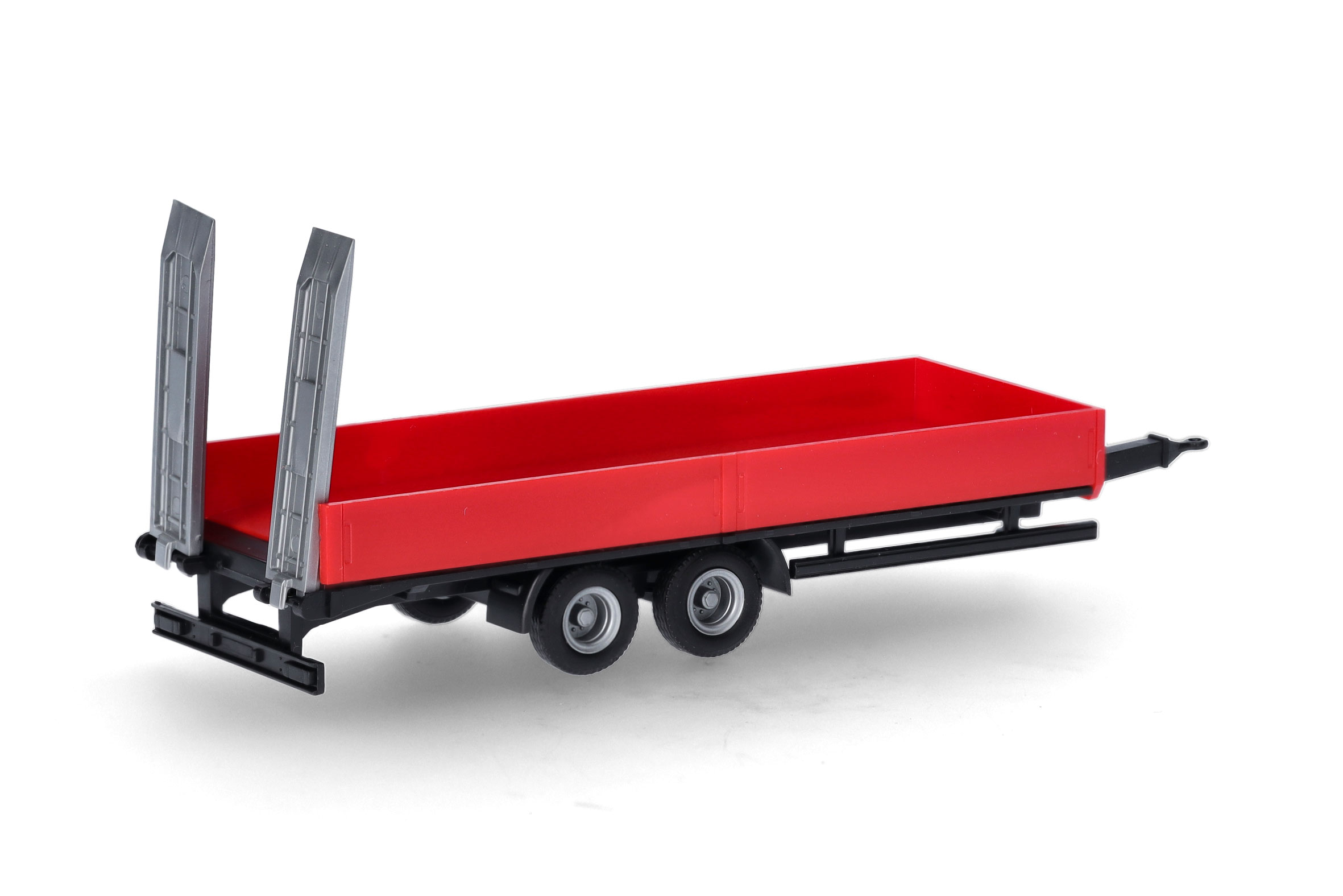 Herpa 076913-002 | LKW Tiefladetandemanhänger mit Auffahrrampen 2achs, rot | 1:87