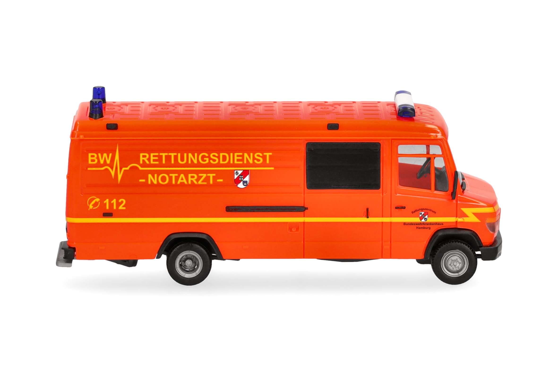 Herpa 700894 | MB Vario Kasten lang | BW Rettungsdienst / Notarzt Hamburg | 1:87