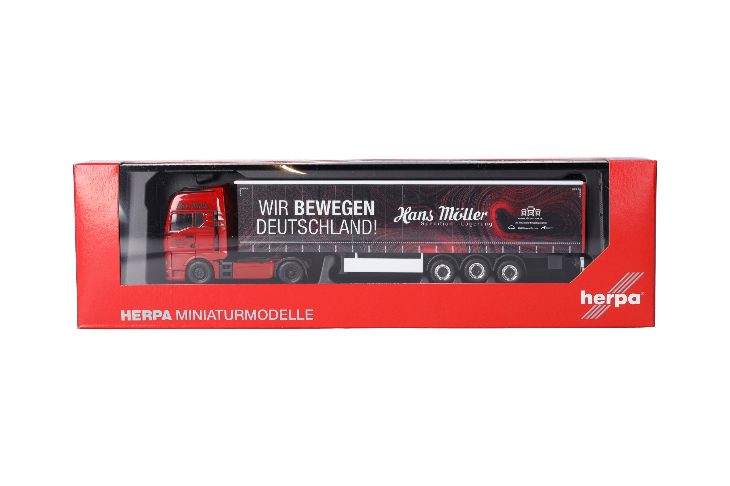 Herpa 319669 | MAN TGX GX Gardinenplanen-Sattelzug | Hans Möller/Wir bewegen Deutschland | 1:87
