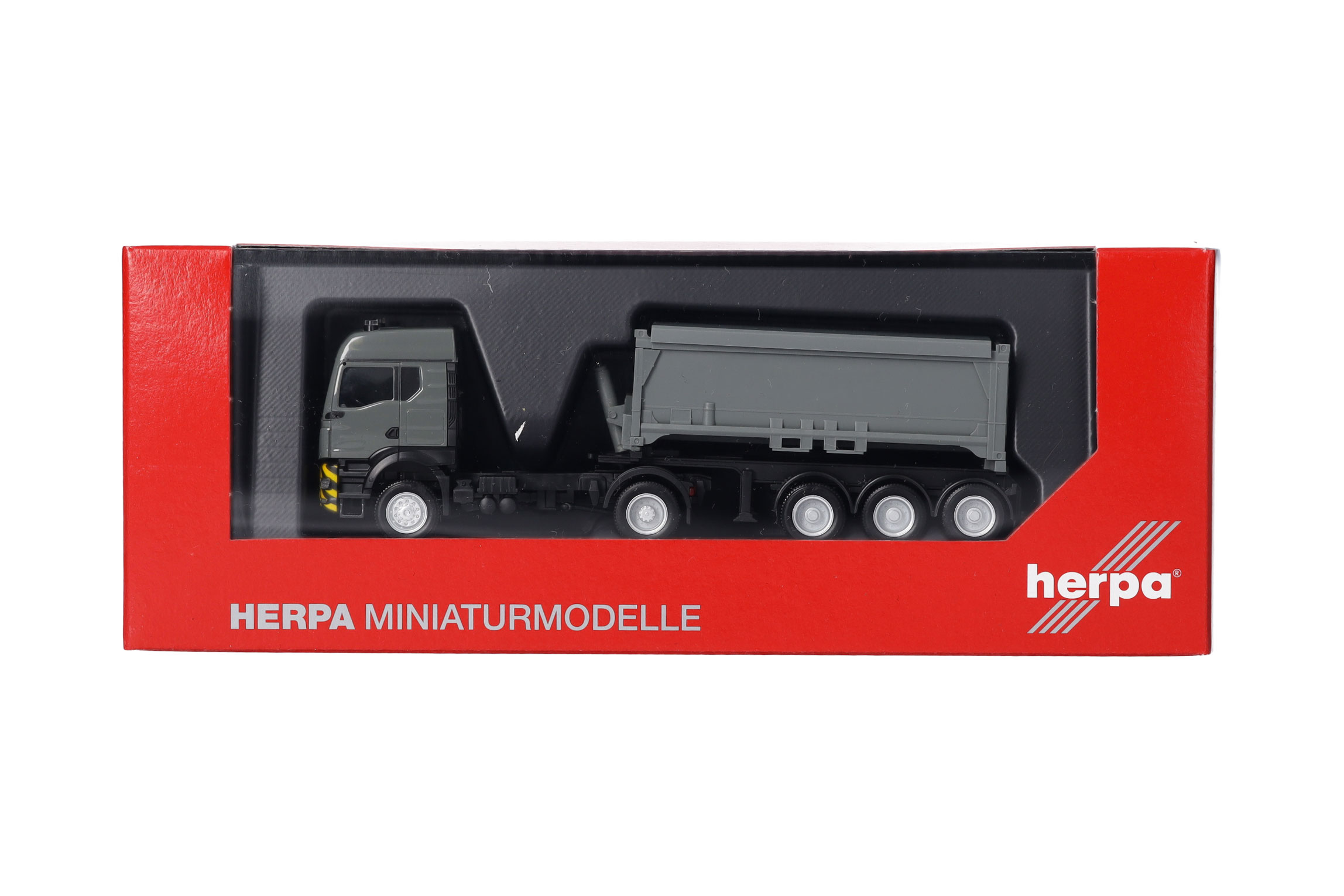 Herpa 318341 | MAN TGS TM (Bau und Allrad) | Abraumcontainer-Sattelzug | grau/gelb | 1:87
