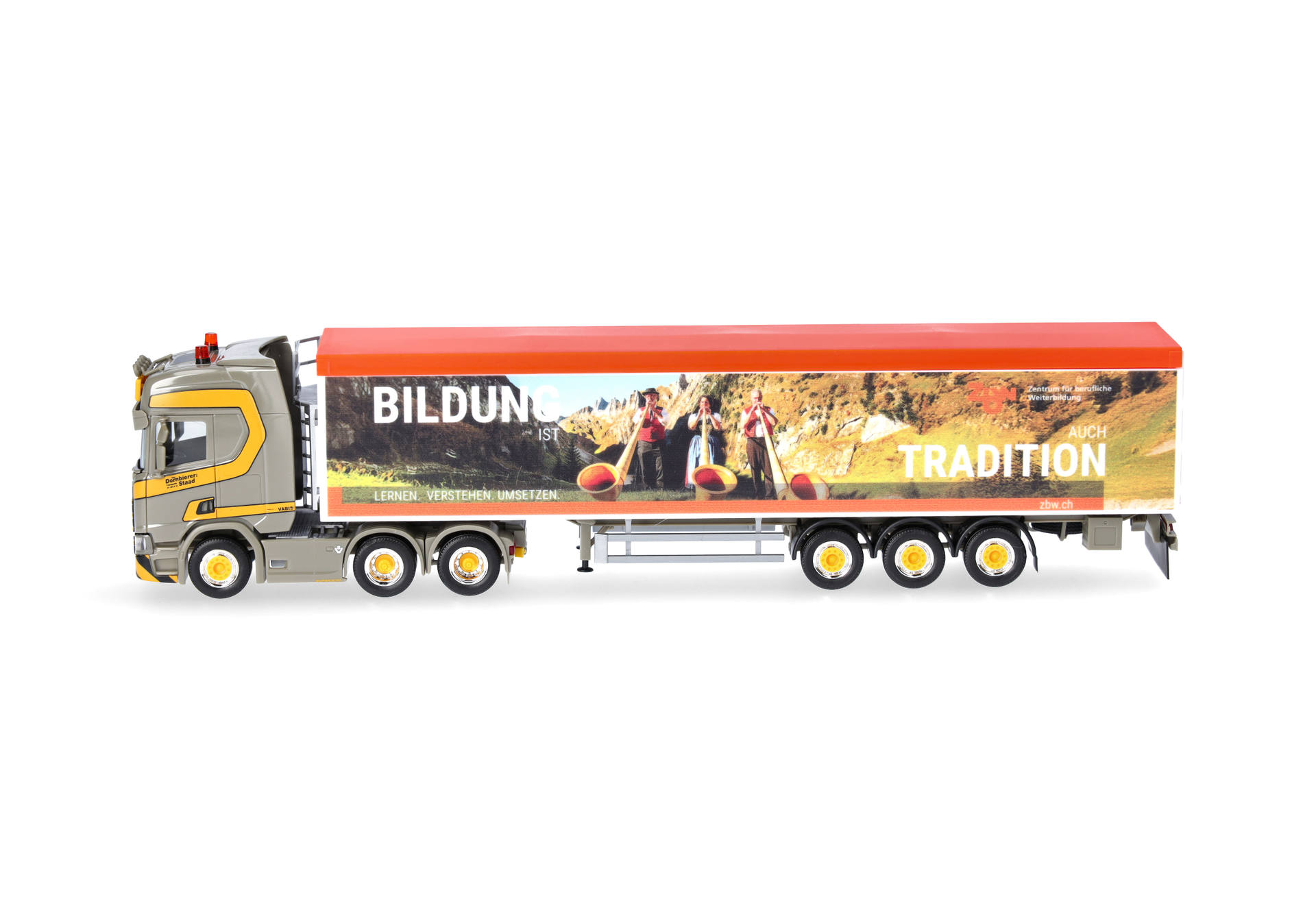 Herpa 925396 | Scania CR 20 Hochdach Schubboden-Sattelzug | Dornbierer (CH) | 1:87