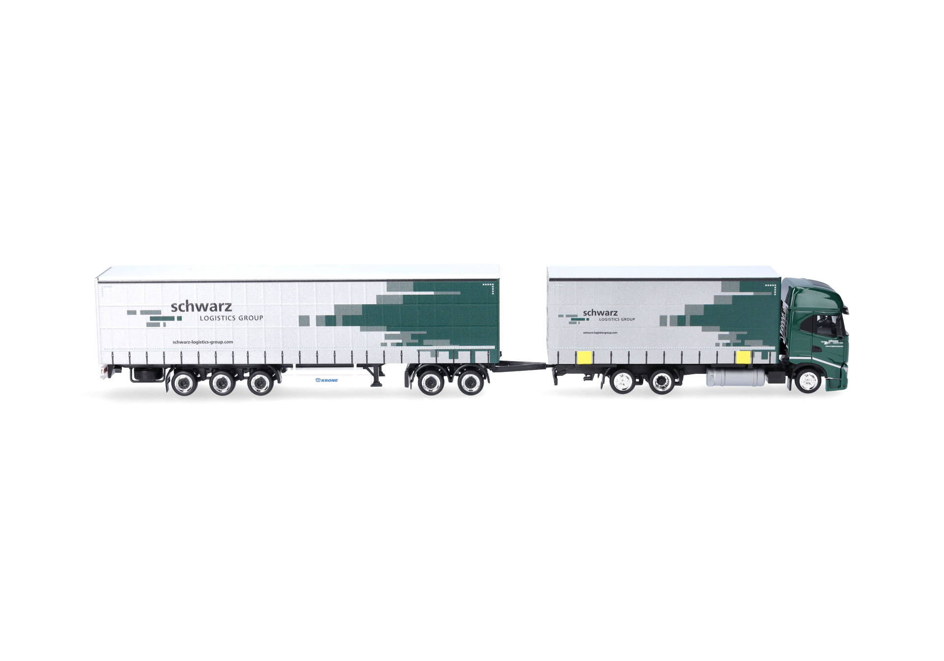 Herpa 319607 | Iveco S-Way Gardinenplanen-Hängerzug | "Spedition Schwarz" | 1:87