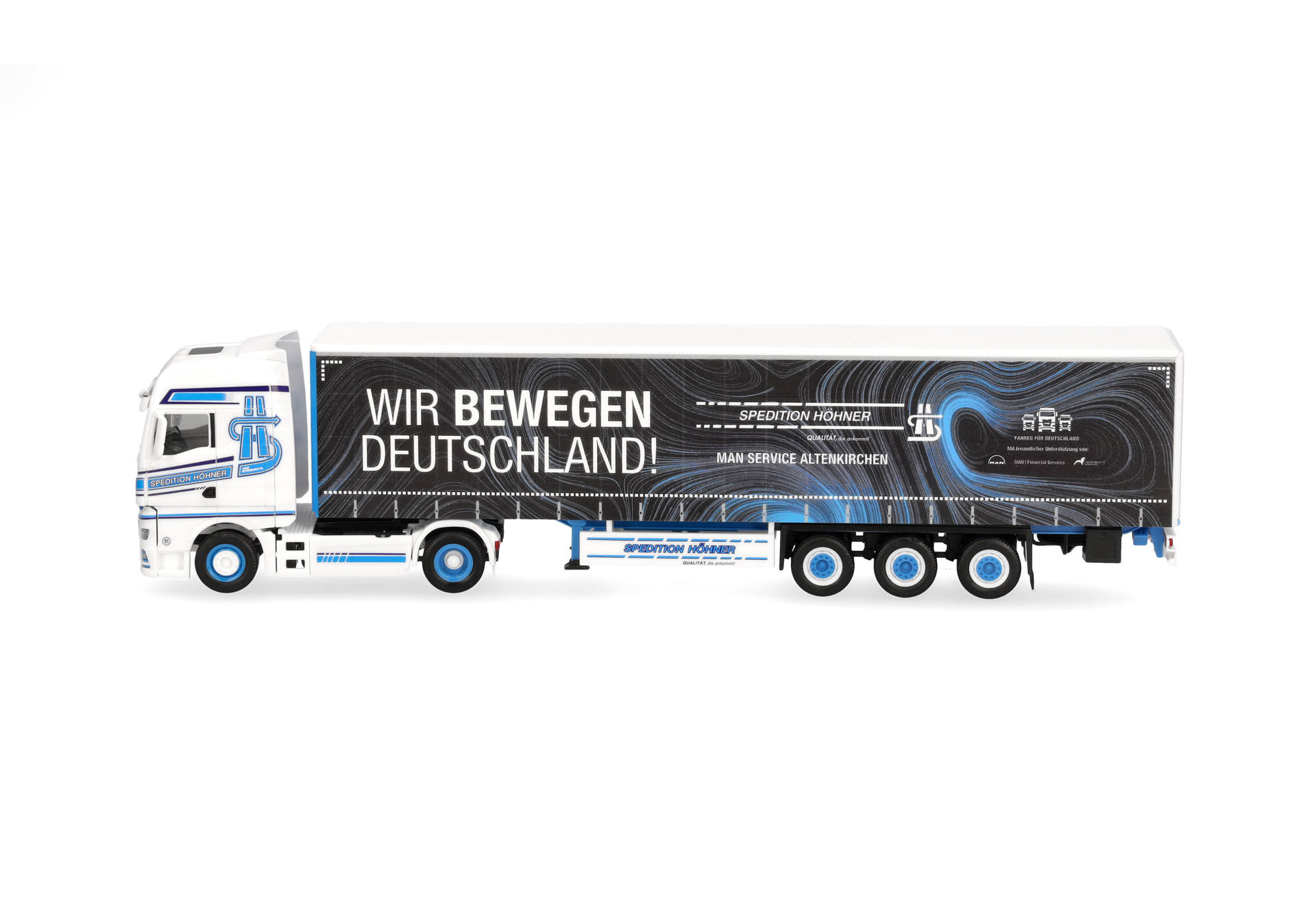 Herpa 320320 | MAN TGX GX Gardinenplanen-Sattelzug | Höhner/Wir bewegen Deutschland | 1:87