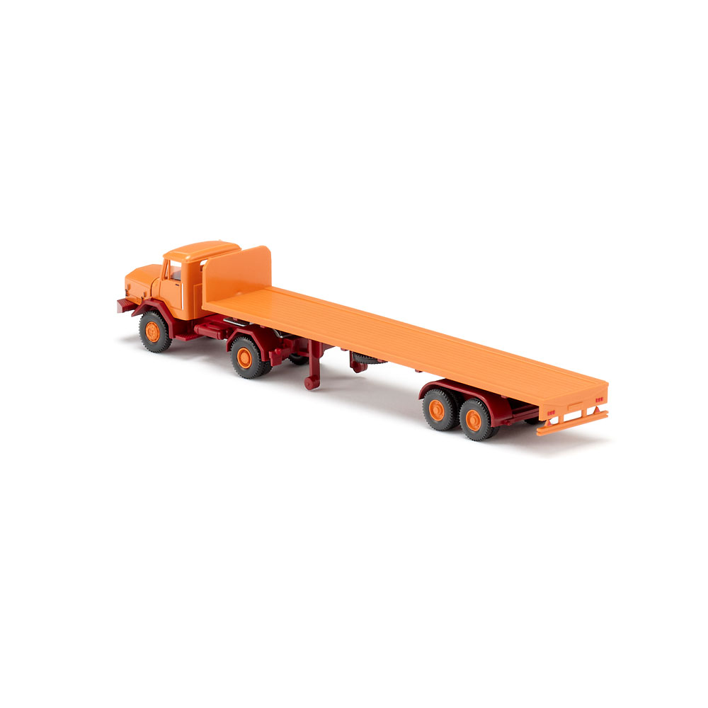 Wiking 055409 | Faun | Flachpritschensattelzug | gelborange | 1:87