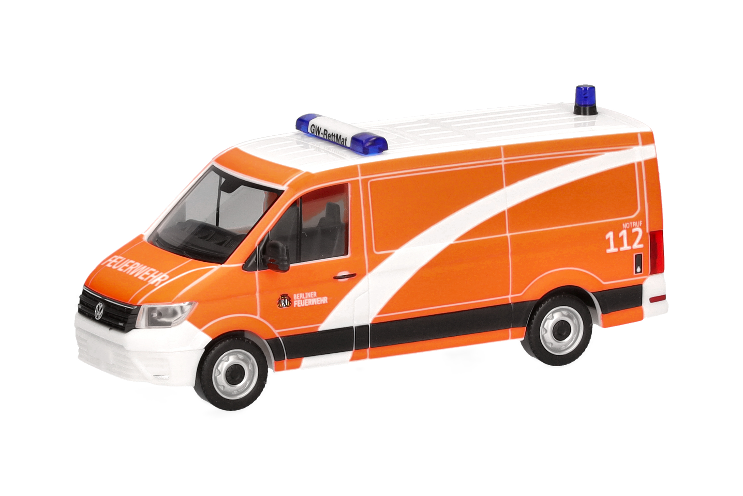 Herpa 098267 | Volkswagen (VW) Crafter Kasten Flachdach | Berliner FW/GW-RettMat | 1:87