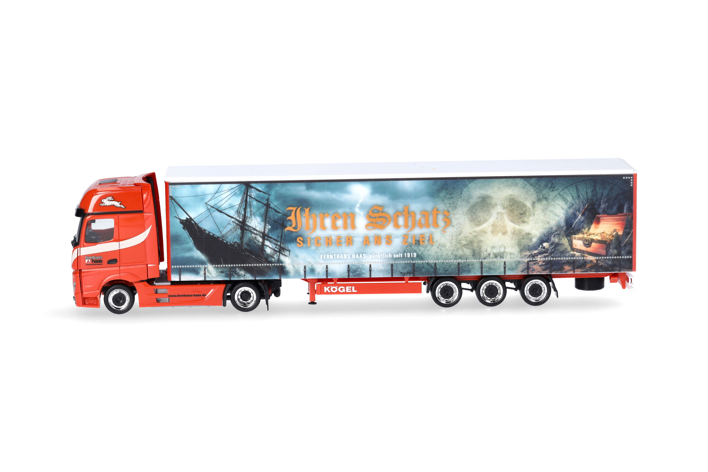 Herpa 317450 | MB Actros L Gigaspace Lowlinergardinenplanen-Sattelzug | Ferntrans Haas | 1:87