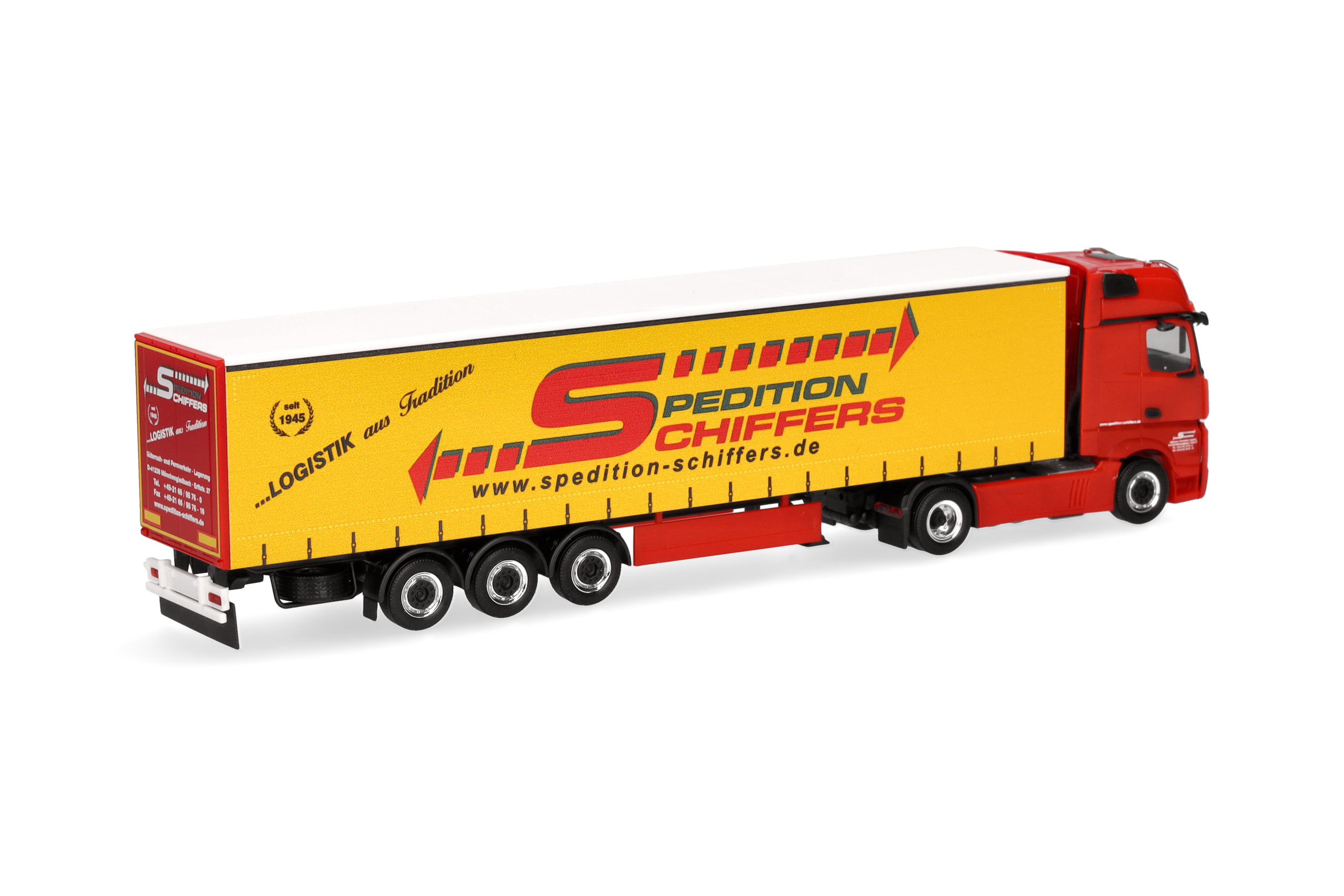 Herpa 319218 |  MB Actros Gigaspace Gardinenplanen-Sattelzug | Spedition Schiffers | 1:87
