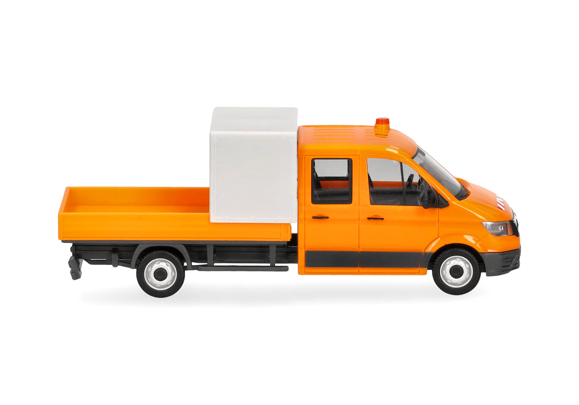 Herpa 099141 | MAN TGE Doppelkabine | Pritsche u. Halbplane | Baustellenabsicherung | kommunalorange | 1:87