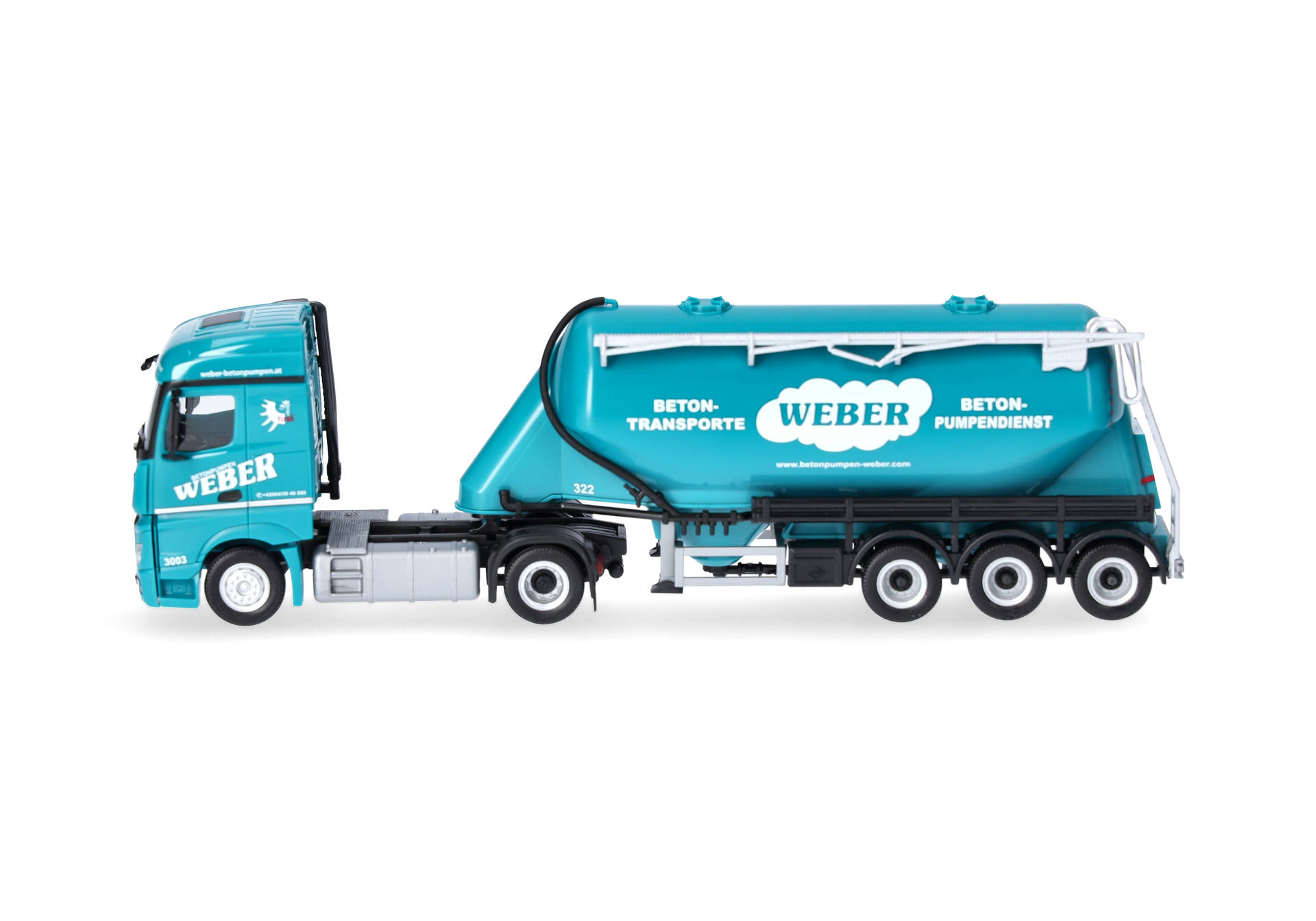 Herpa 320351 | MB Actros '18 Streamspace Eutersilo-Sattelzug | Weber Betonpumpen (A) | 1:87
