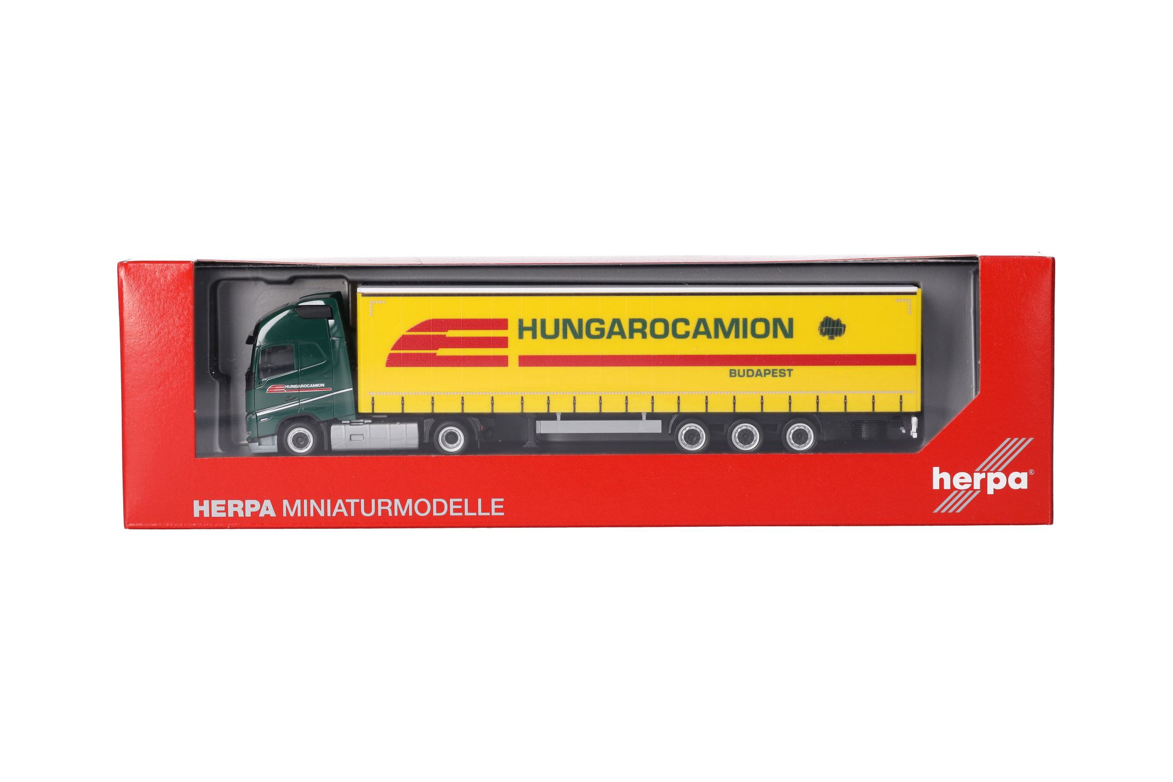 Herpa 317481 | Volvo FH Gl. XL 2020 | Gardinenplanen-Sattelzug | Hungarocamion | 1:87