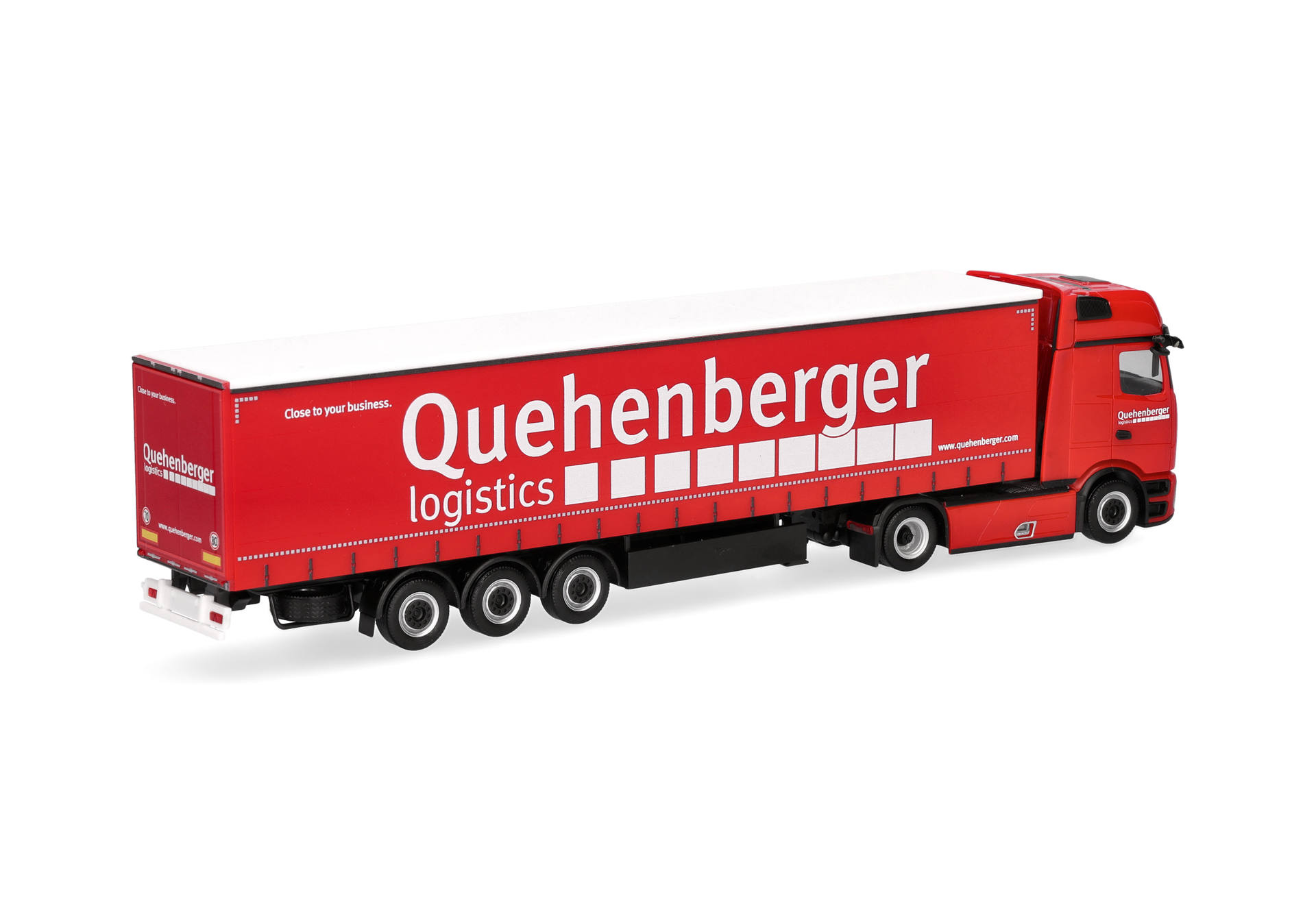 Herpa 321334 | MB Actros L ProCabin Gigaspace | Gardinenplanen-Sattelzug | Quehenberger | 1:87