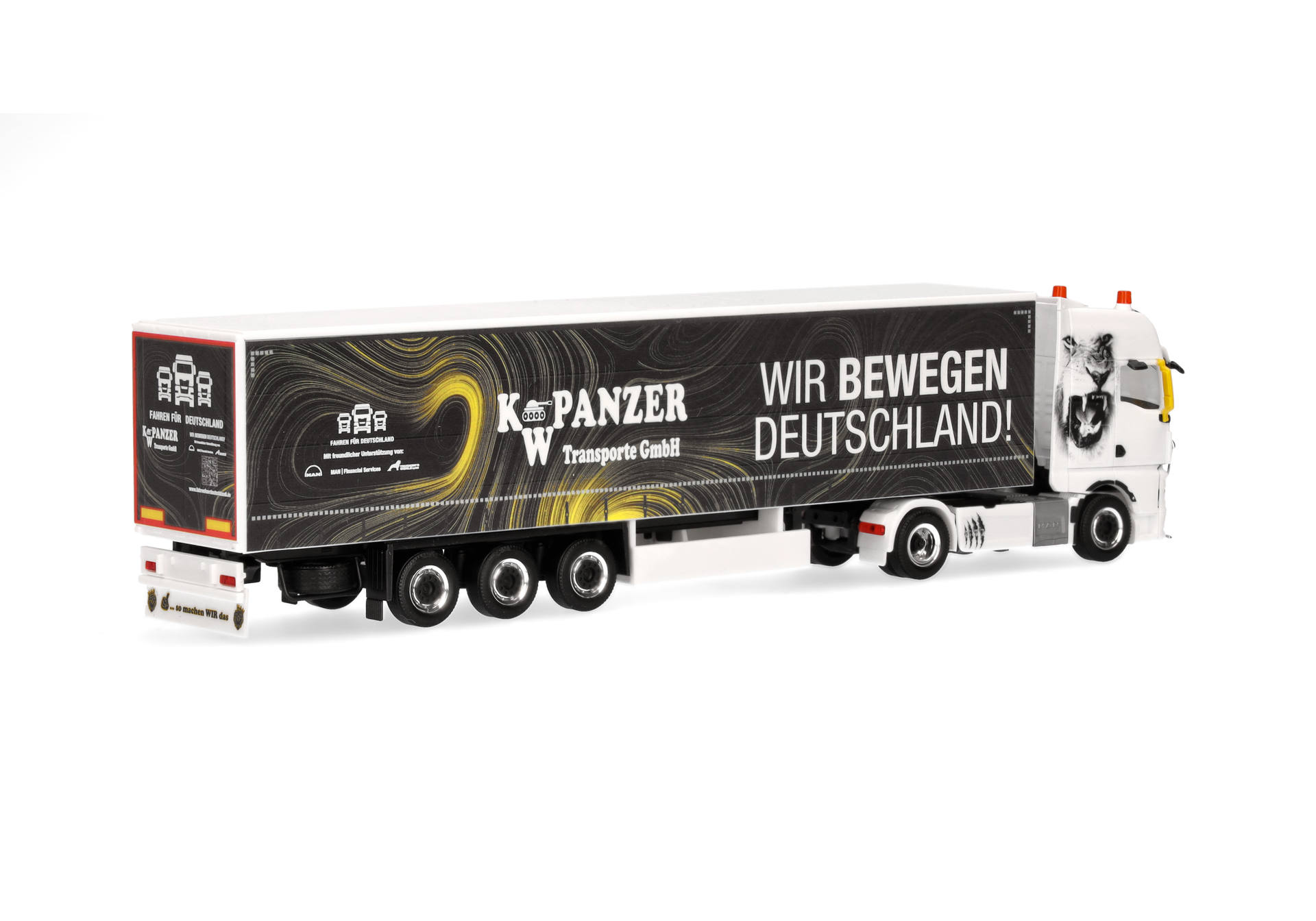 Herpa 318402 | MAN TGX GX Gardinenplanen-Sattelzug | K.W. Panzer / Wir bewegen Deutschland | 1:87