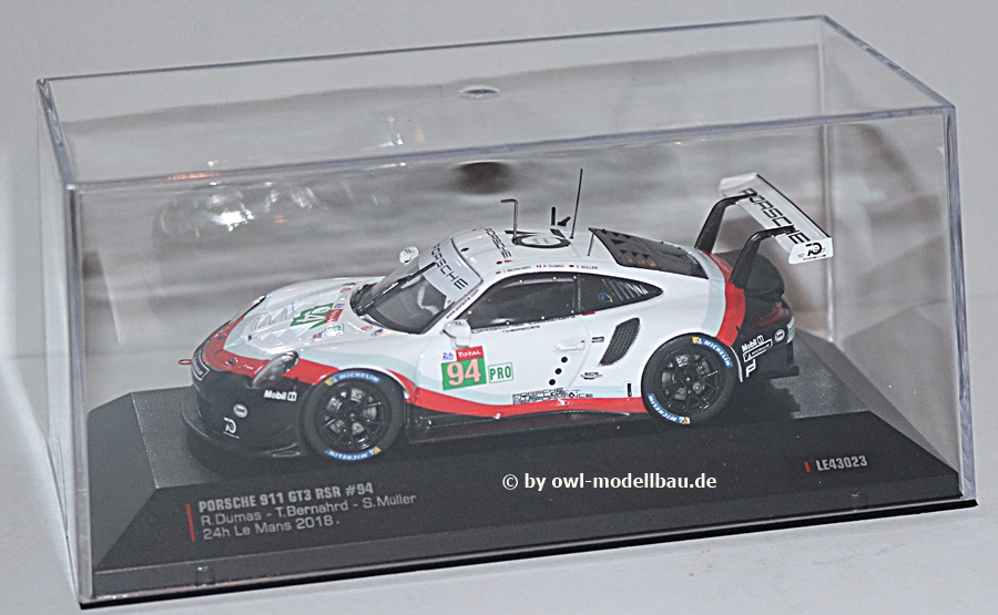 ixo Models LE43023 - Porsche 911 (991) GT3 RSR - #94 - 24h LeMans - 2018. 1:43