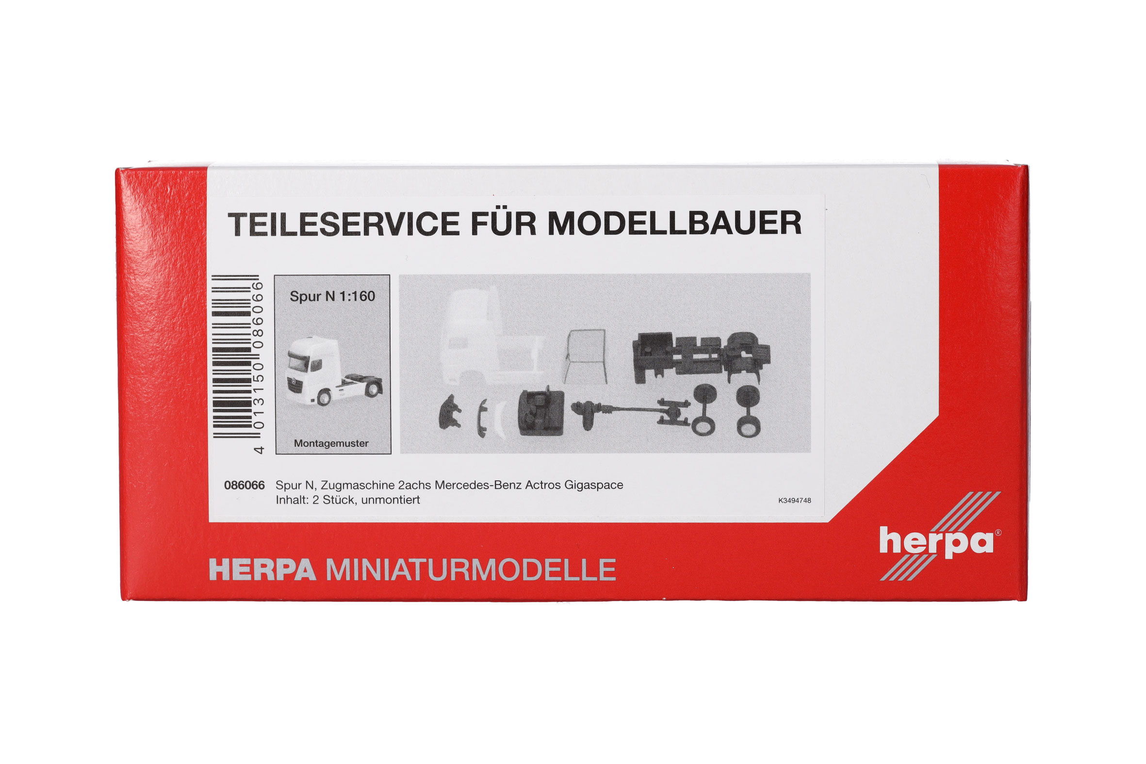 Herpa Teileservice 086066 | Zugmaschine 2achs Mercedes-Benz Actros Gigaspace | Spur N | 1:160
