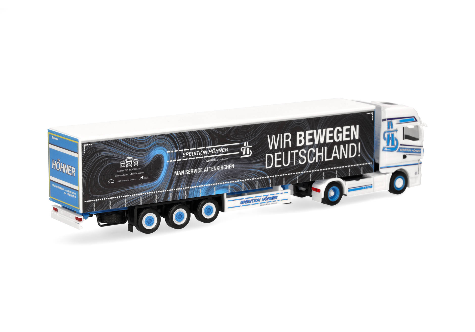 Herpa 320320 | MAN TGX GX Gardinenplanen-Sattelzug | Höhner/Wir bewegen Deutschland | 1:87