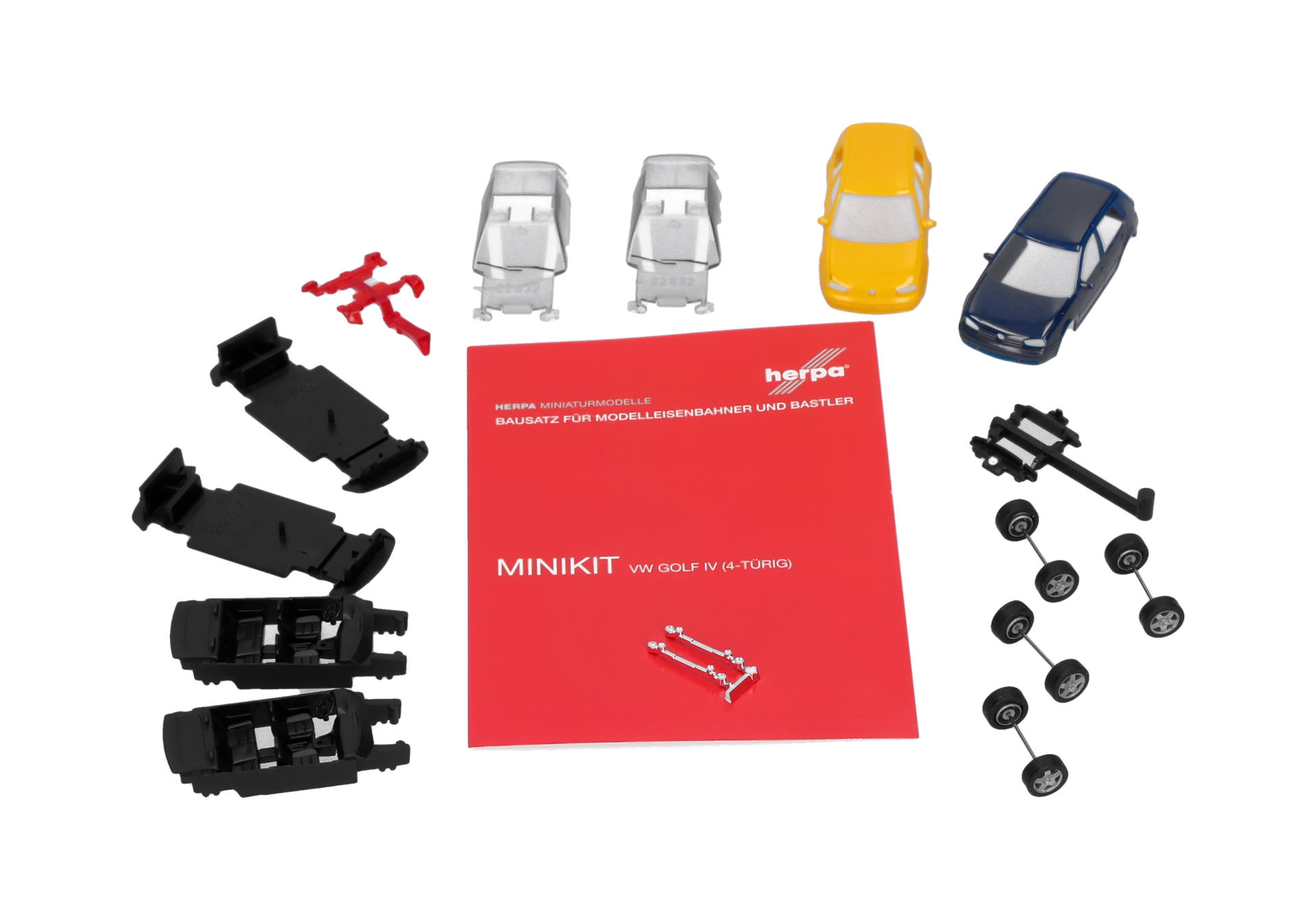 Herpa MiniKit 013956-002 | Volkswagen (VW) Golf IV (4-türig) | gelb und blau | 1:87