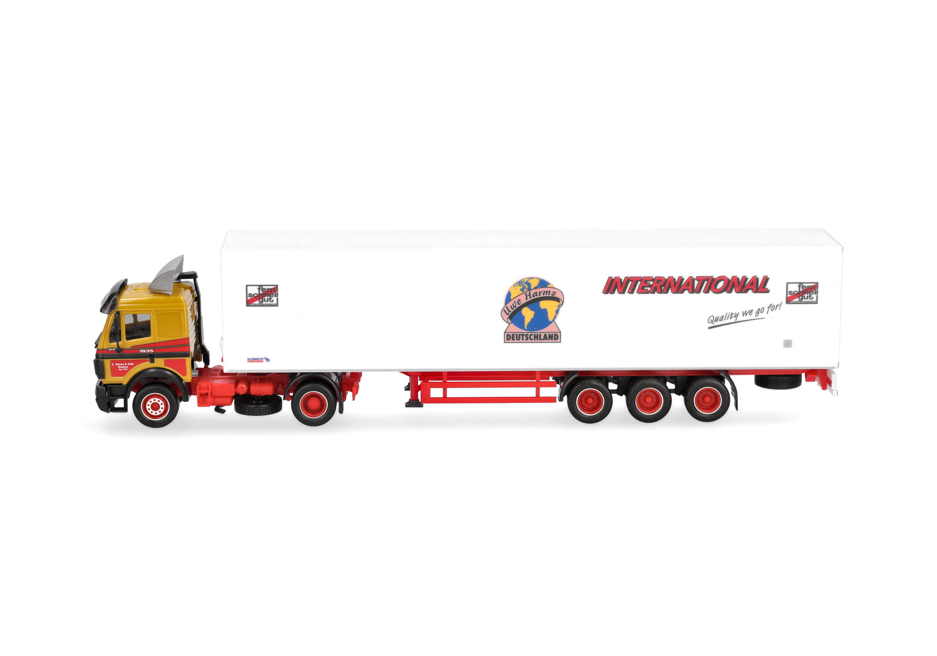 Herpa 320450 | Mercedes-Benz SK '88 Koffer-Sattelzug | Uwe Harms International | 1:87