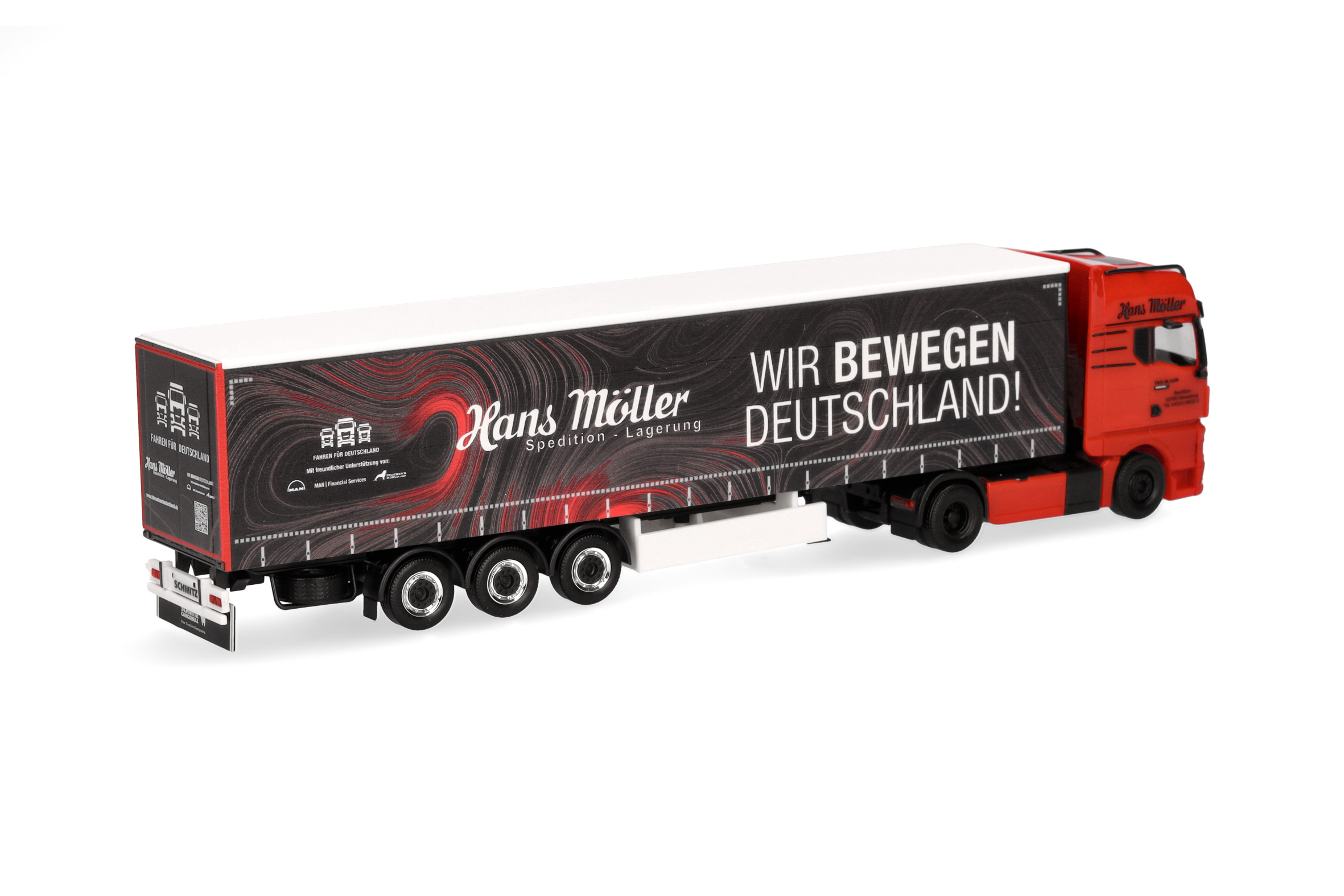 Herpa 319669 | MAN TGX GX Gardinenplanen-Sattelzug | Hans Möller/Wir bewegen Deutschland | 1:87