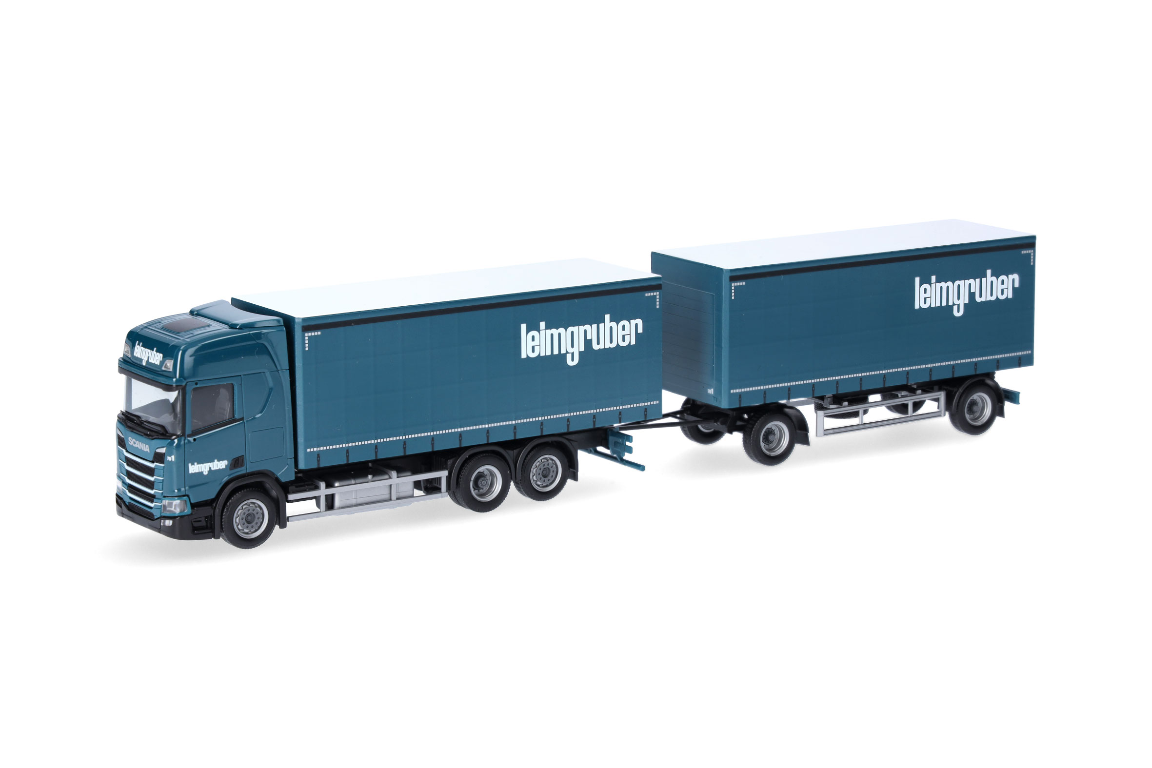 Herpa 958769 | Scania CR20 HD | Gardinenplanen-Hängerzug | Leimgruber | 1:87