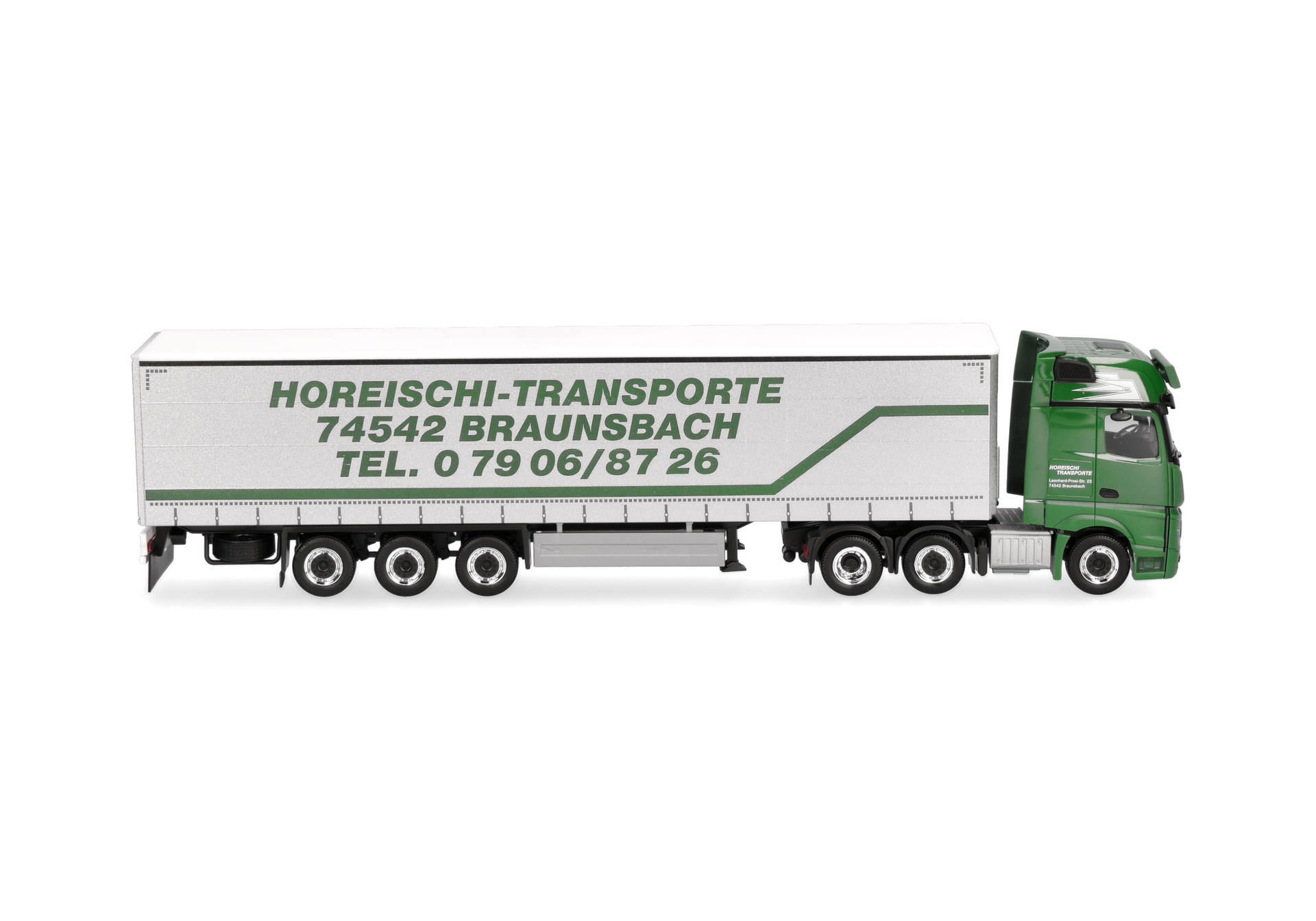 Herpa 320856 | MB Actros L Gigaspace Gardinenplanen-Sattelzug | Horeischi Transporte | 1:87