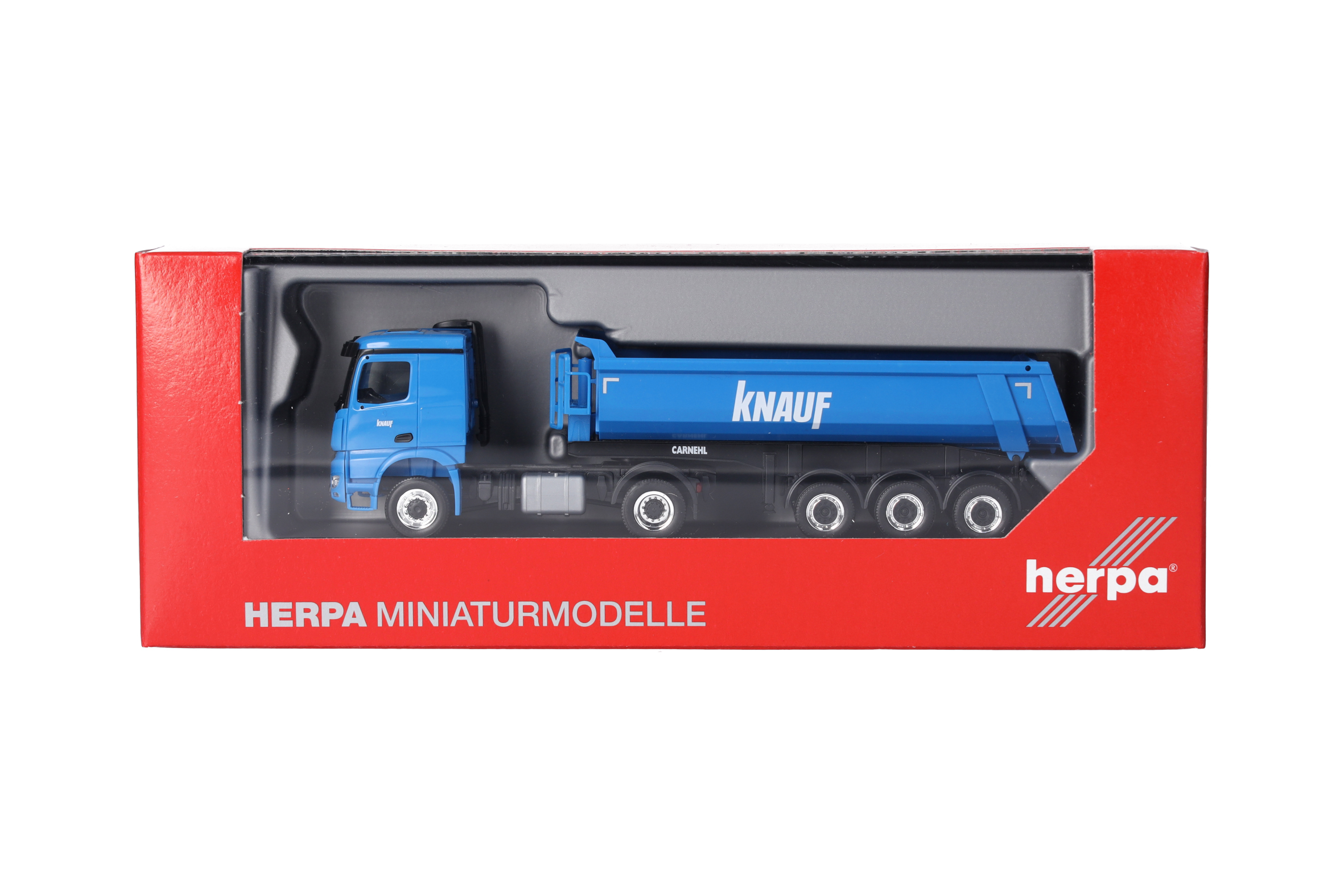 Herpa 319096  | MB Arocs Classicspace Carnehl Rundmulden-Sattelzug | Knauf | 1:87