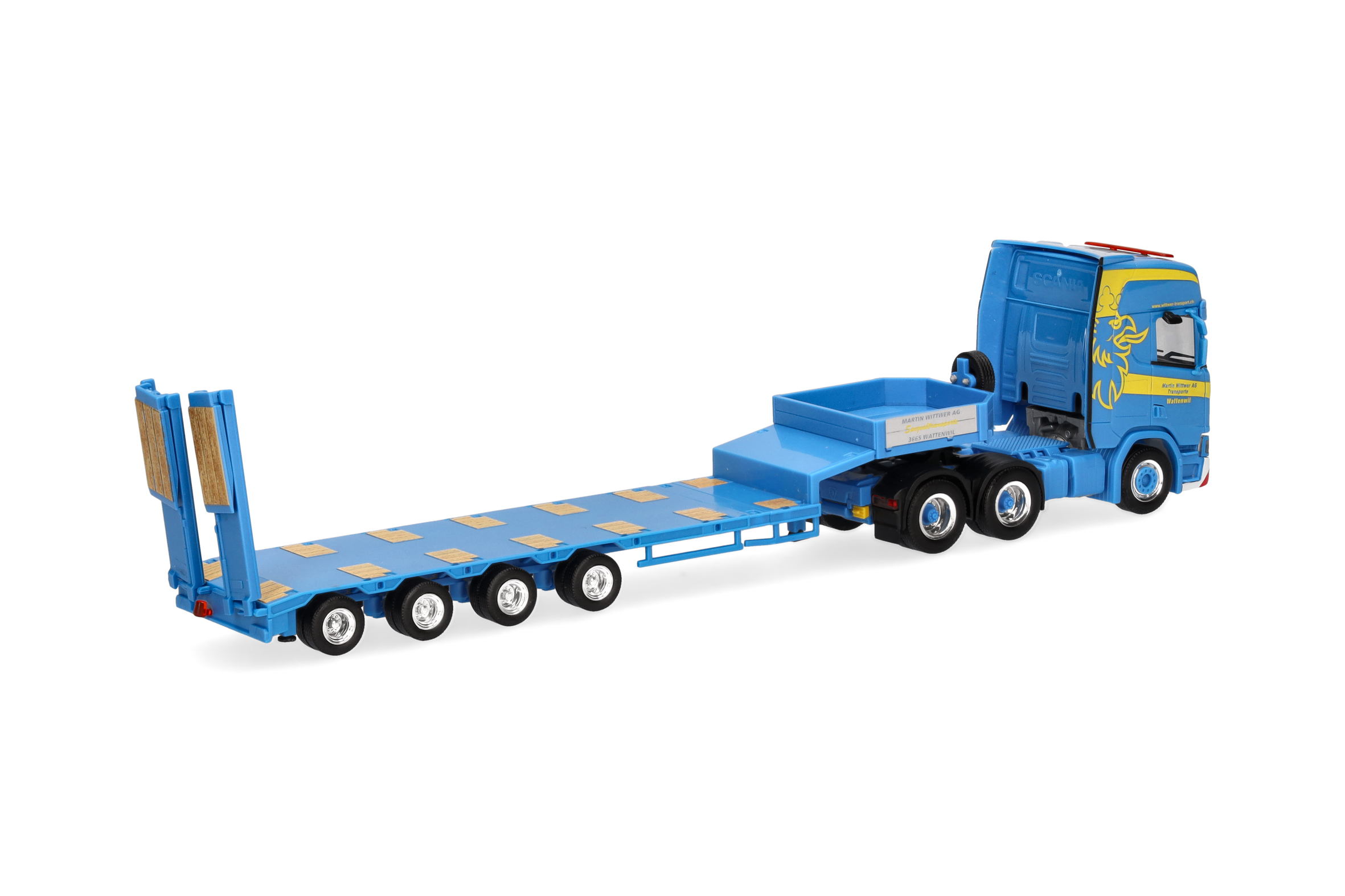 Herpa 318884 | Scania CR 20 HD Semitieflade-Sattelzug m. Rampen | Martin Wittwer | 1:87