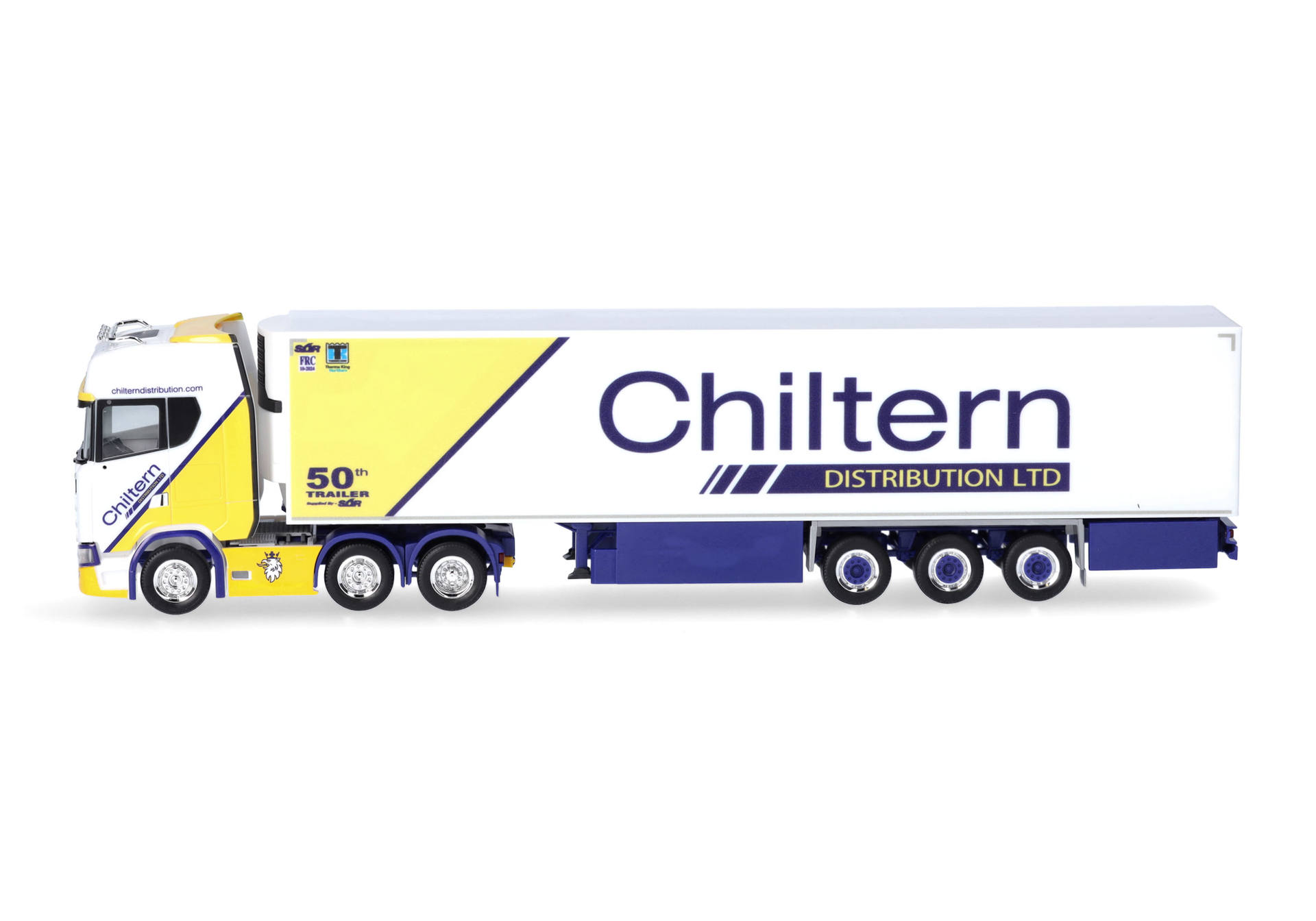 Herpa  316712 | Scania CS 20 HD 6x2 Kühlkoffer-Sattelzug | Chilter/UK | 1:87
