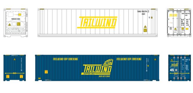 Herpa 958974 | Container-Set „TAILWIND“ (40ft Kühlcontainer/45ft Trockencontainer | 1:87