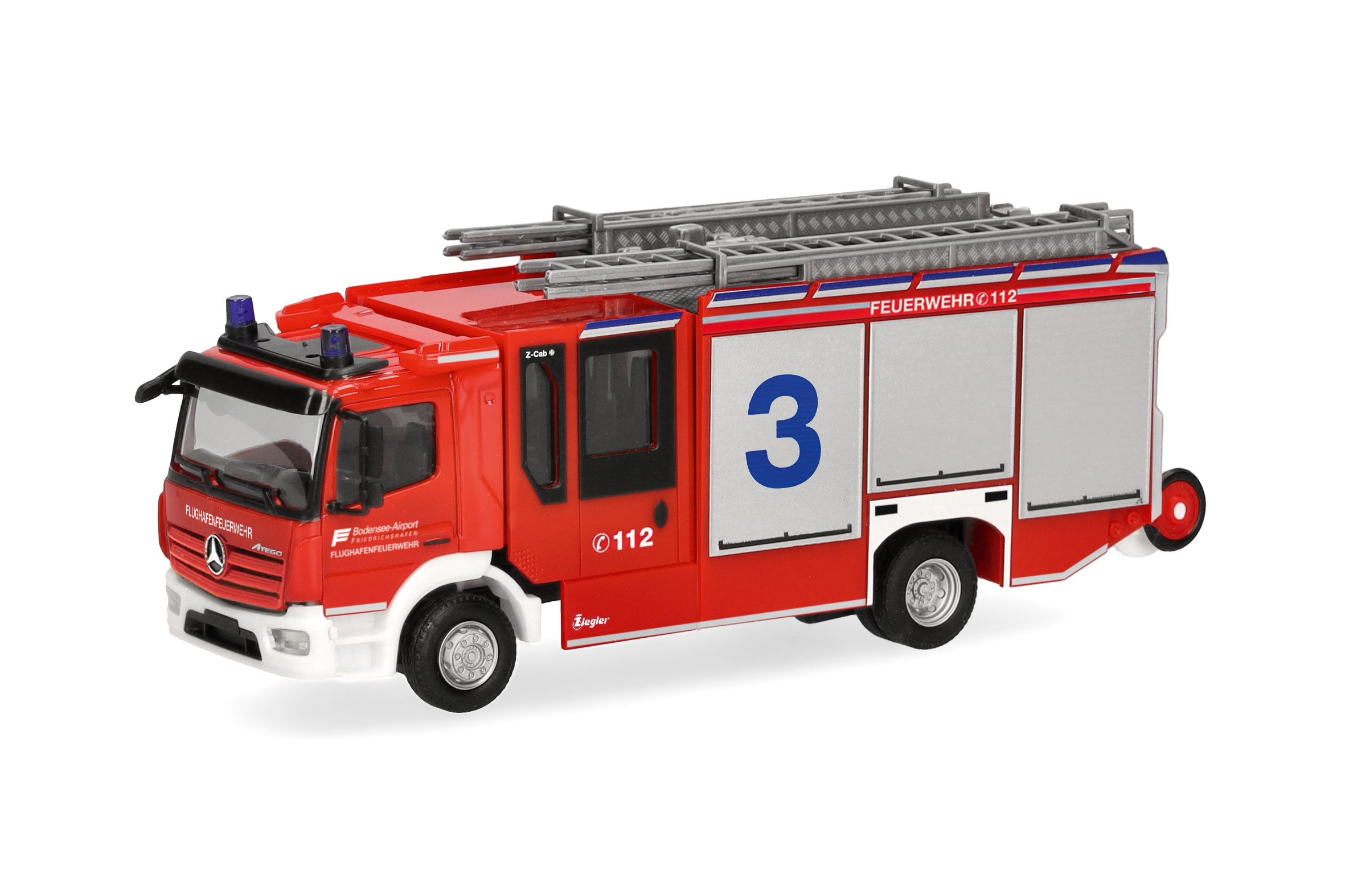 Herpa 099349 | Mercedes-Benz Atego '13 Ziegler Z-Cab | Flughafen-Feuerwehr Friedrichshafen | 1:87
