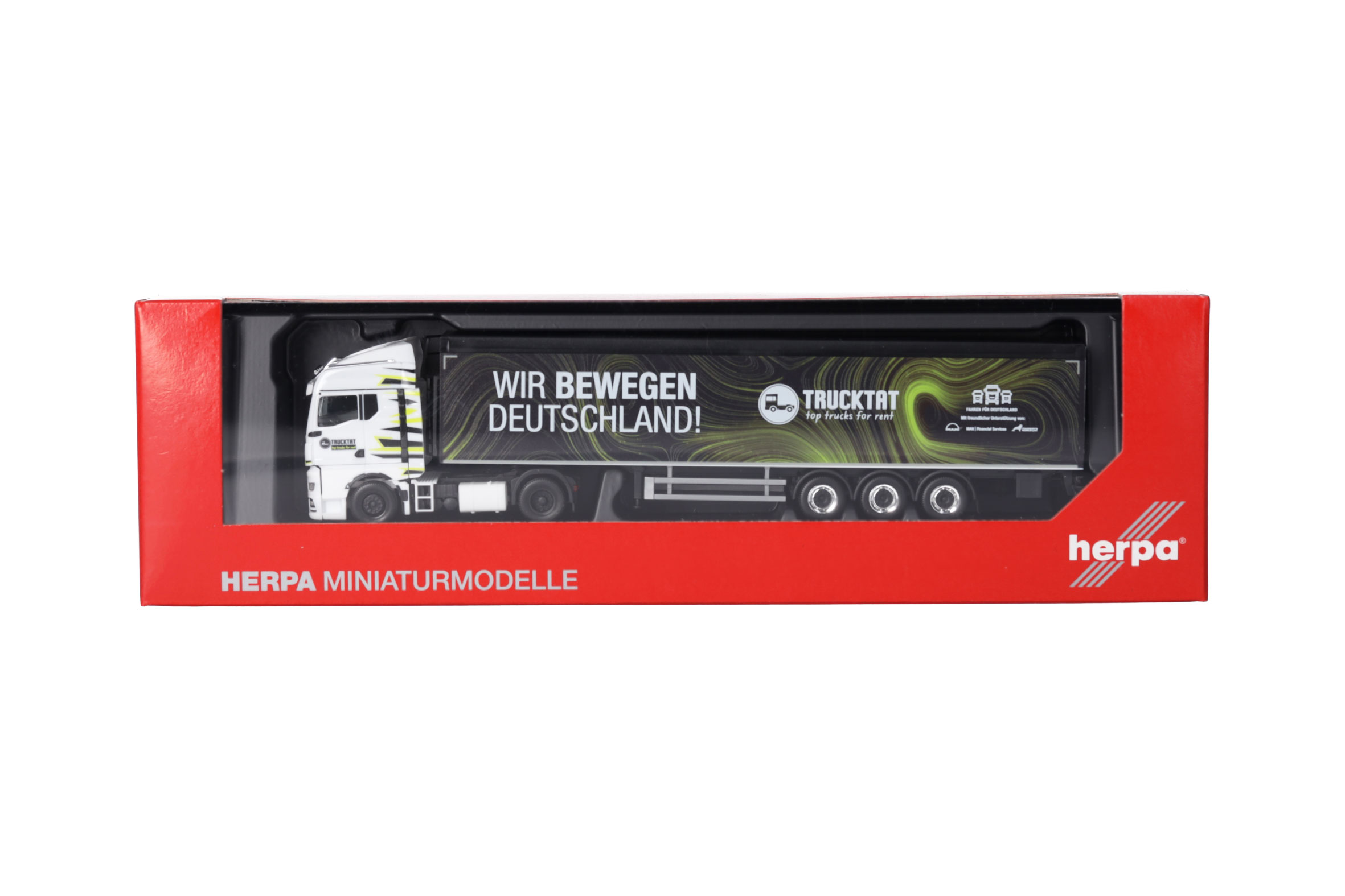 Herpa 317177 | MAN TGX GM Schubboden-Sattelzug | Trucktat / Wir bewegen Deutschland | 1:87