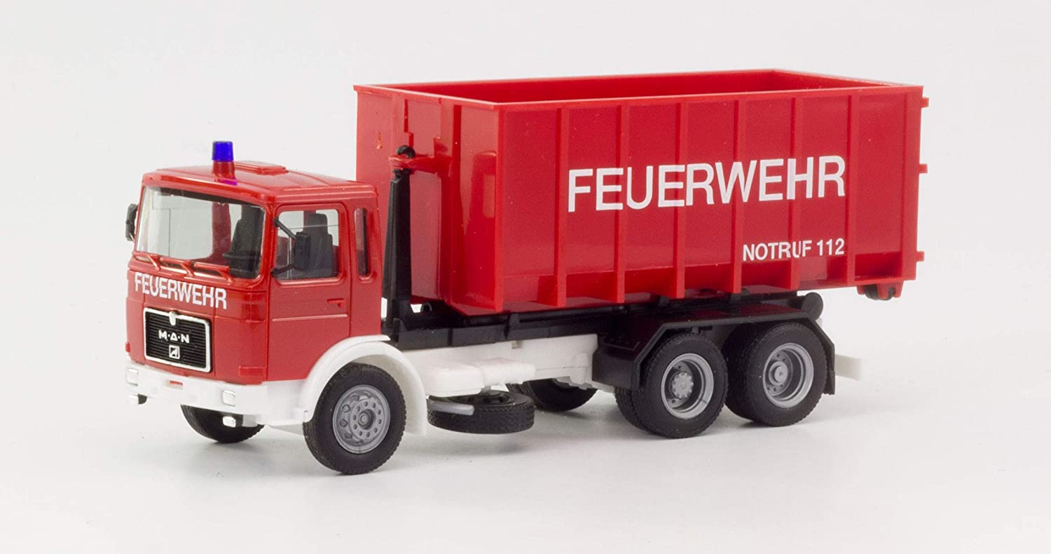Herpa 310963 - MAN F8 Abrollcontainer-LKW - Feuerwehr. 1:87