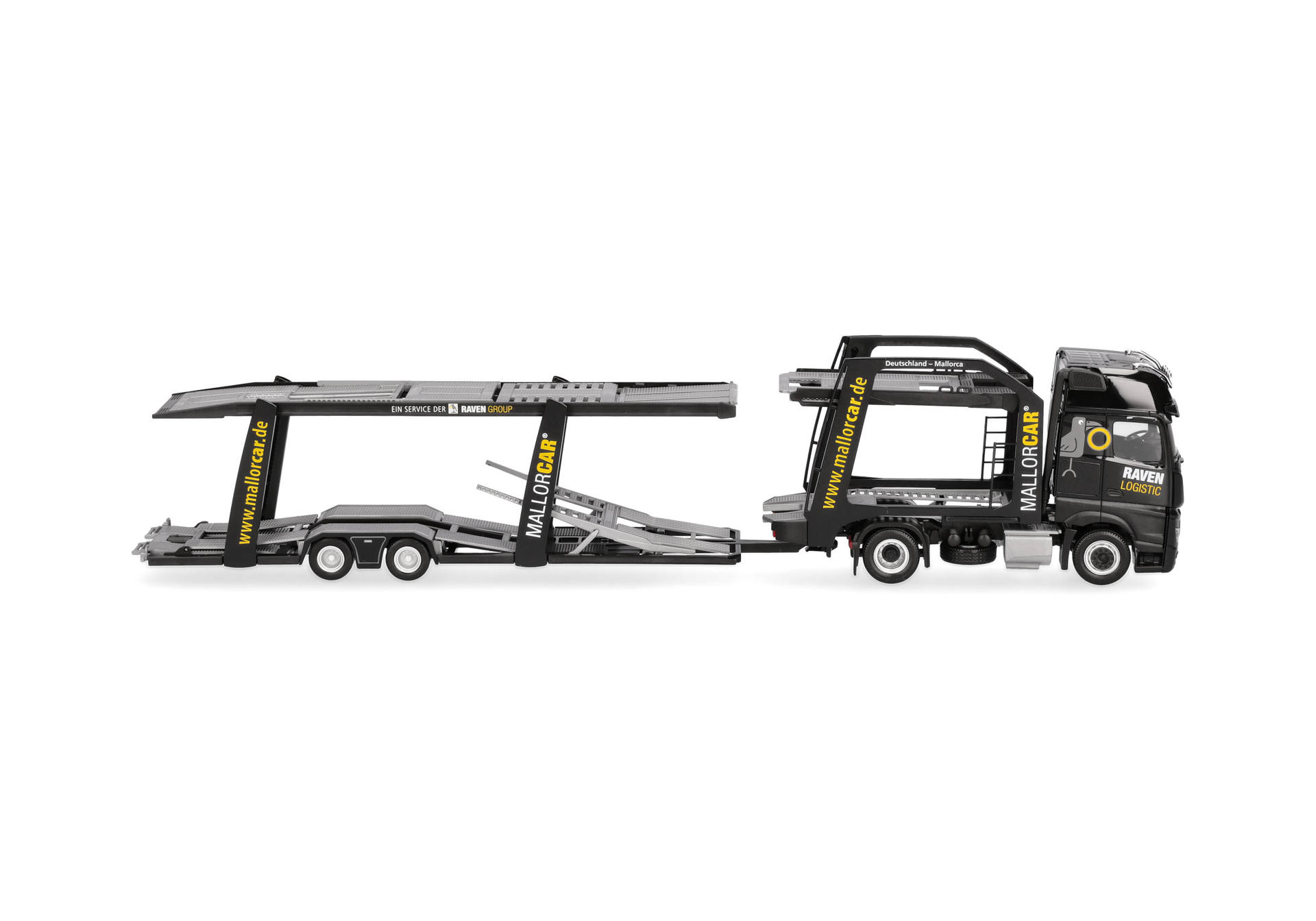 Herpa 321372 | MB Actros L 18 Gigaspace Autotransporter-Hängerzug | Raven Logistic | 1:87