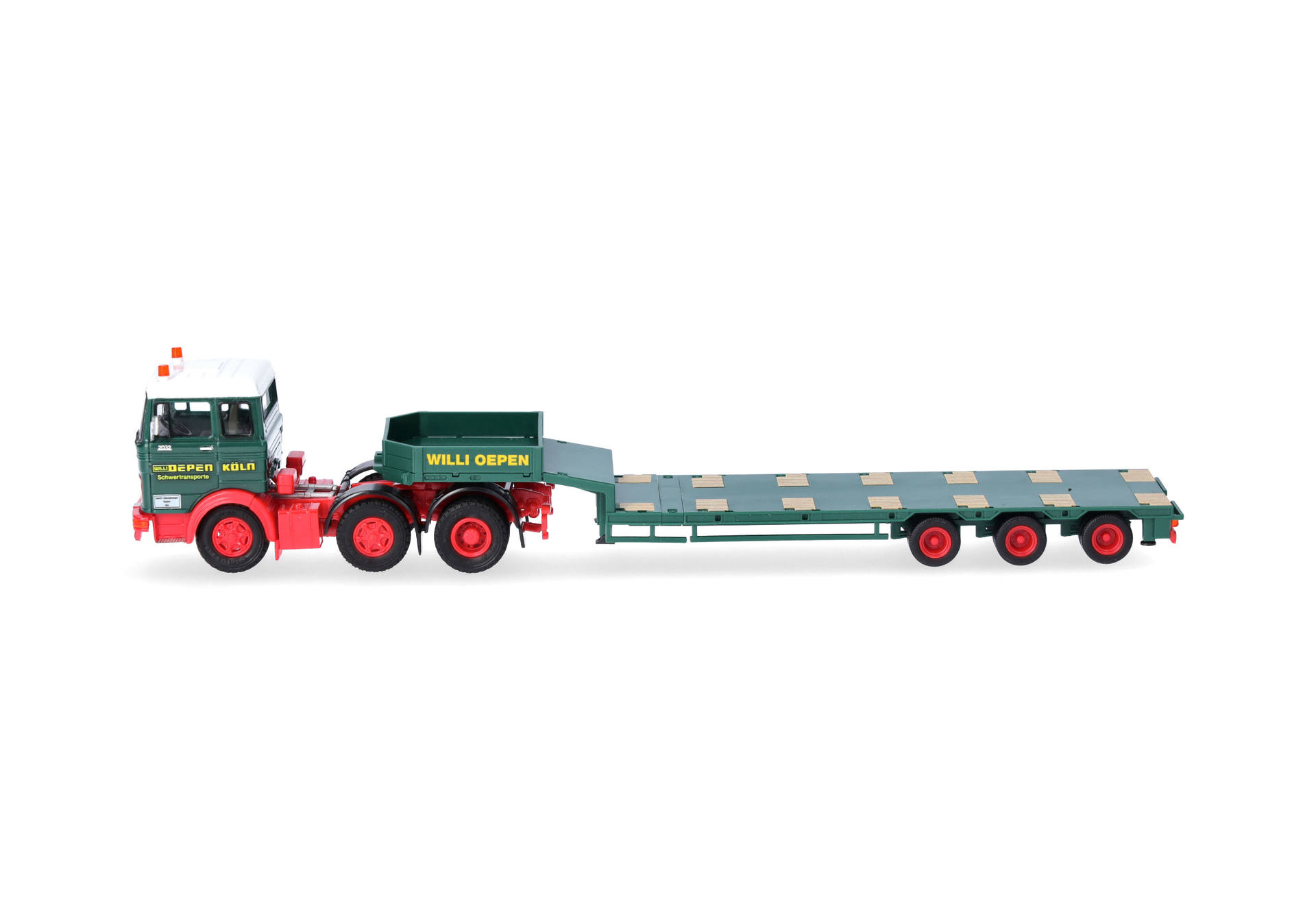 Herpa/Schwarz 87MBS026178 | Mercedes-Benz LPS 2032 Tieflade-Sattelzug |  "OEPEN" Köln | 1:87