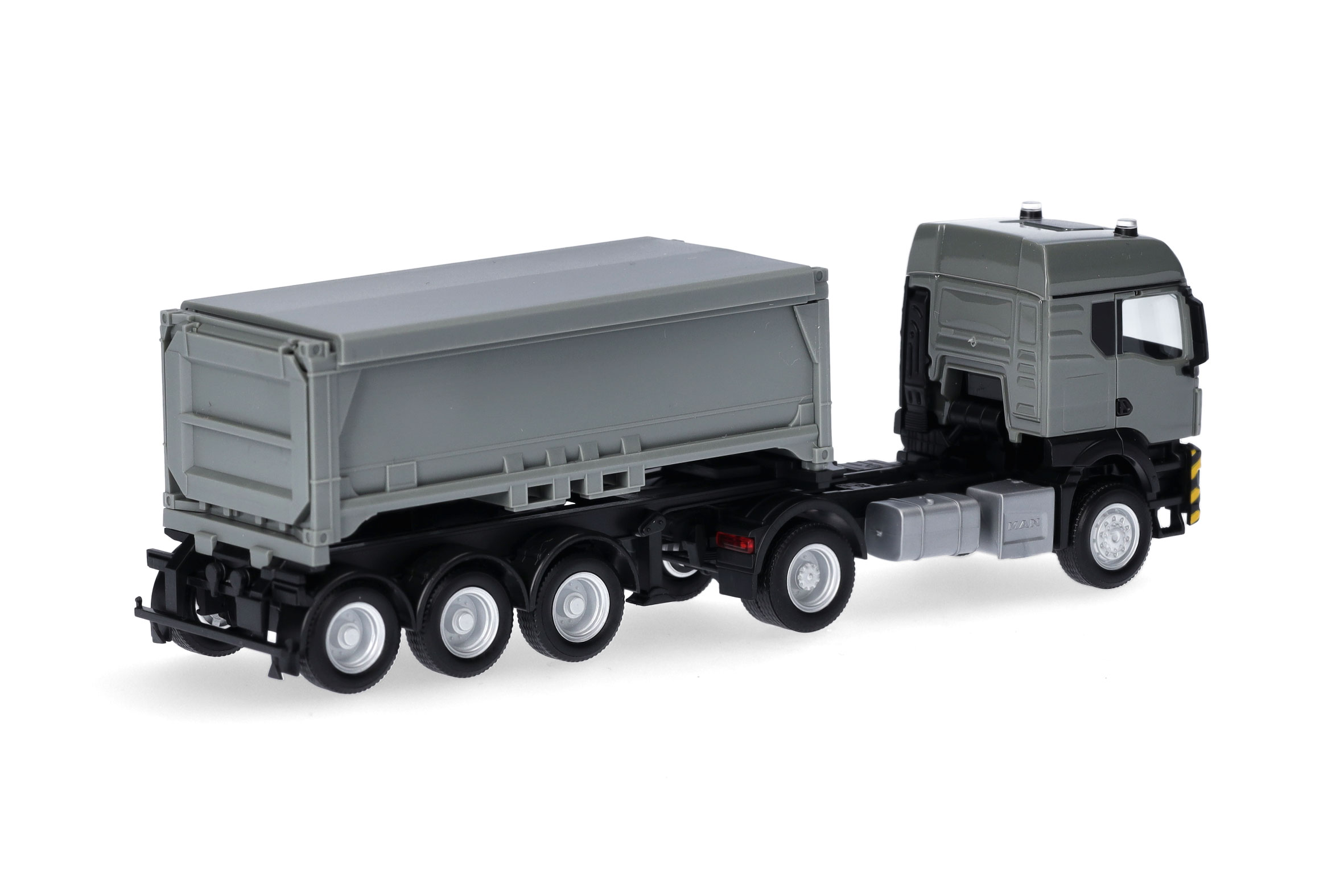 Herpa 318341 | MAN TGS TM (Bau und Allrad) | Abraumcontainer-Sattelzug | grau/gelb | 1:87
