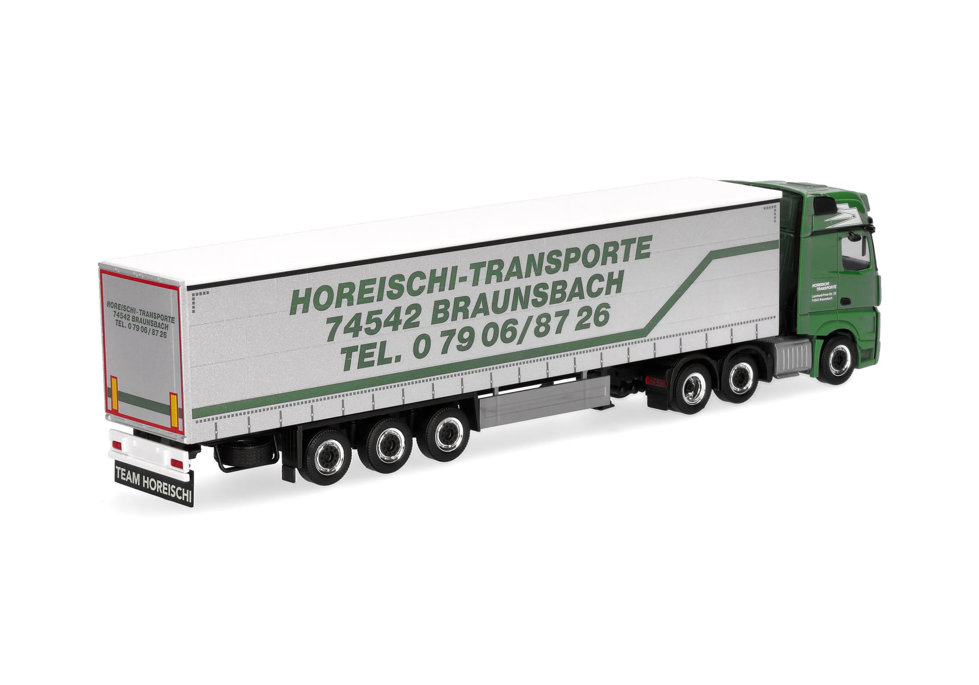 Herpa 320856 | MB Actros L Gigaspace Gardinenplanen-Sattelzug | Horeischi Transporte | 1:87