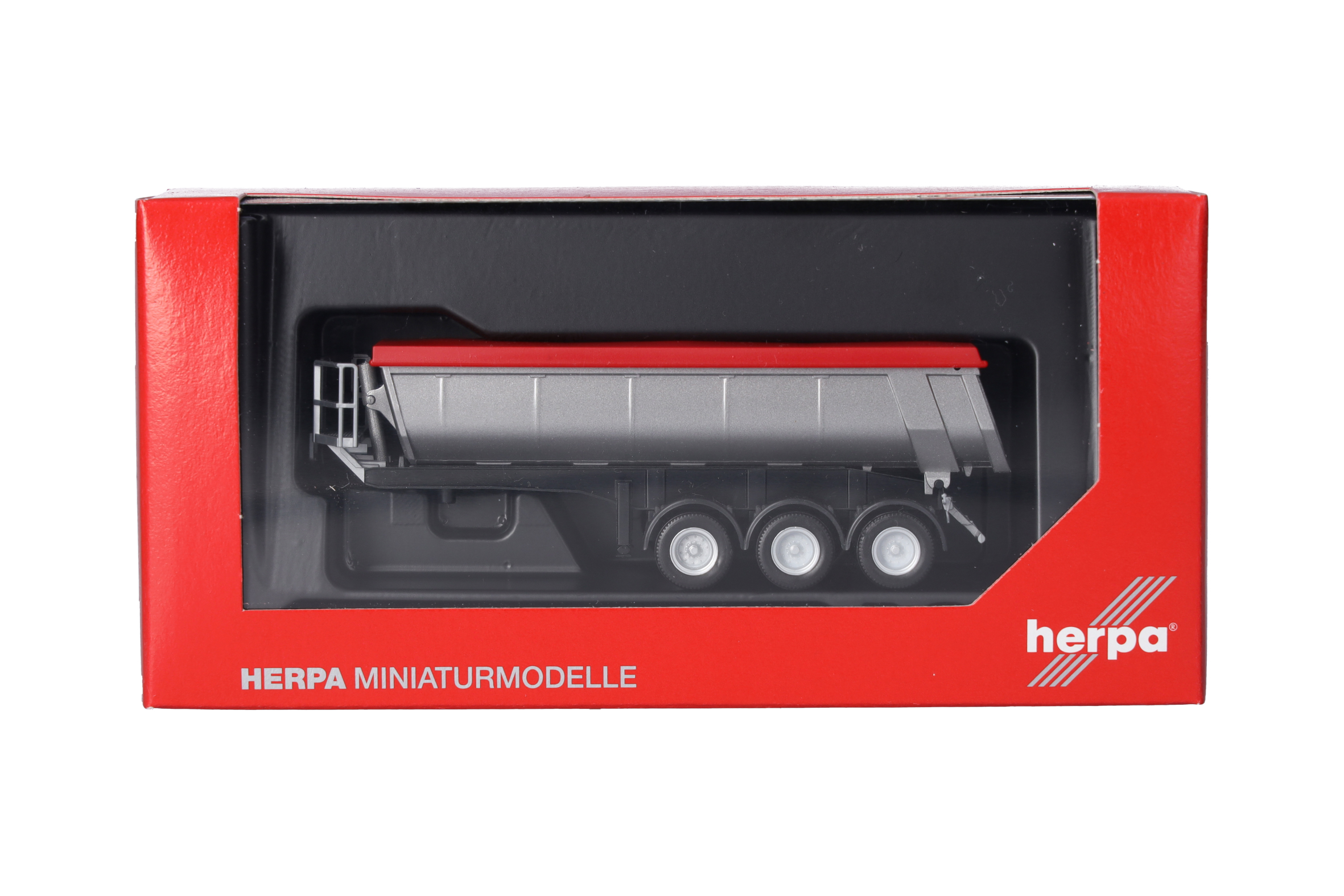 Herpa  076906-002 | Thermomuldenauflieger | 3achs | silber (Plane rot) | 1:87